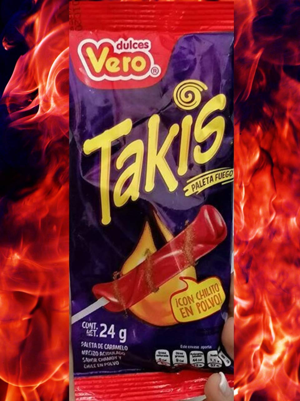 Chamoy Flavored TAKIS FUEGO Lollipops 1 Box ( 18 lollipops ) Mexican Paleta