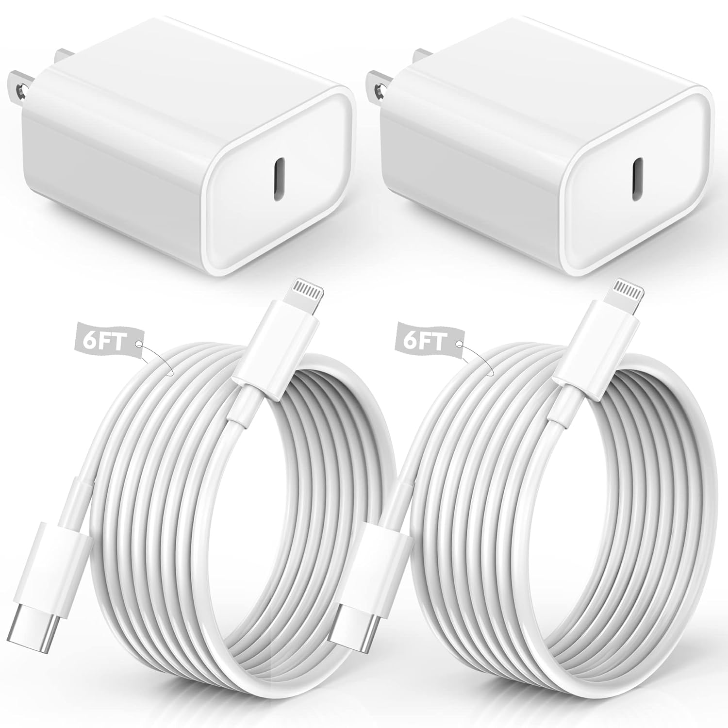 iPhone Charger Fast Charging,iPhone Fast Charger 2Pack Type C Fast Charger Block Plug Adapter 6FT USB-C to Lightning Cable Cord for iPhone 14/13/13 Pro/12 Pro/12 Pro Max/11/Xs Max/XR/X/SE,iPad,AirPods