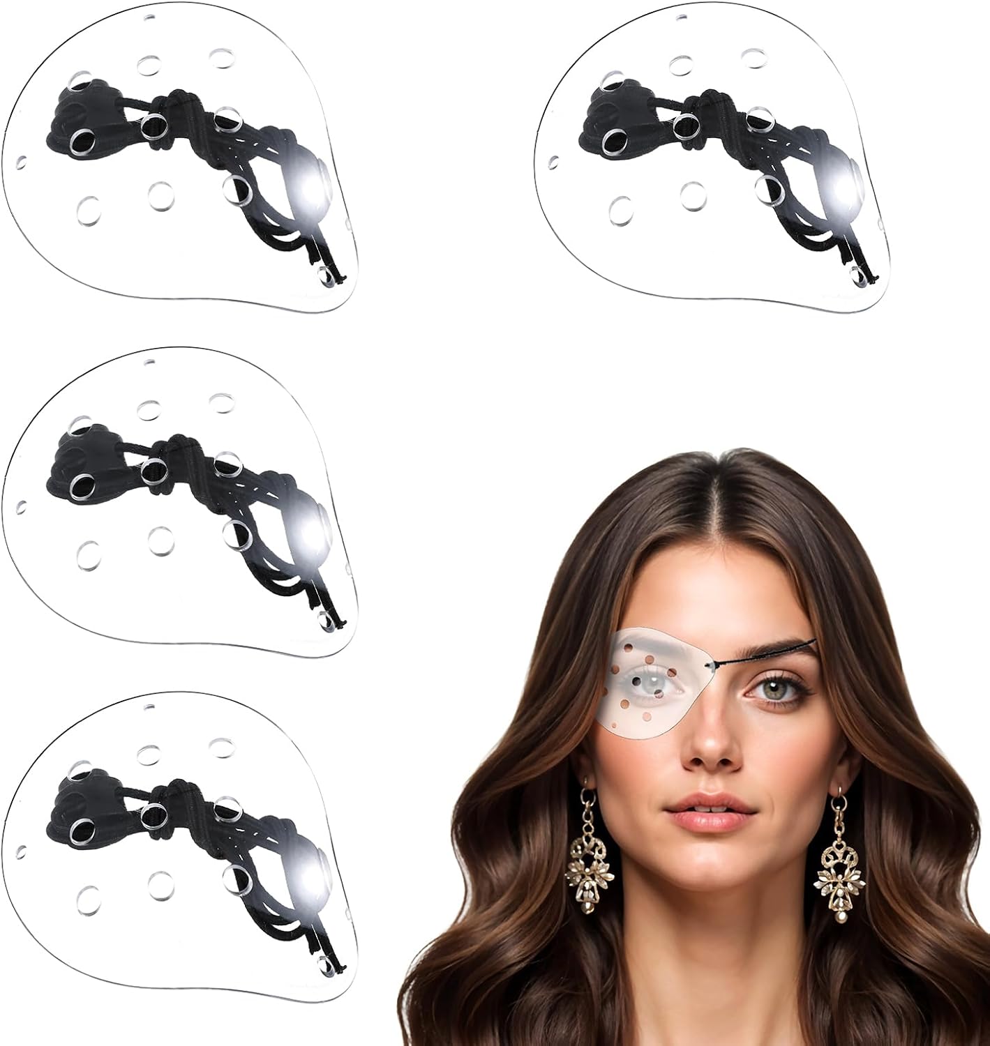 Mabor 4Pcs Eye Shield After Cataract Surgery for Sleeping After Surgery, Clear Eye Patch with Elastic Adjustable Band Longer & Wider for Adults