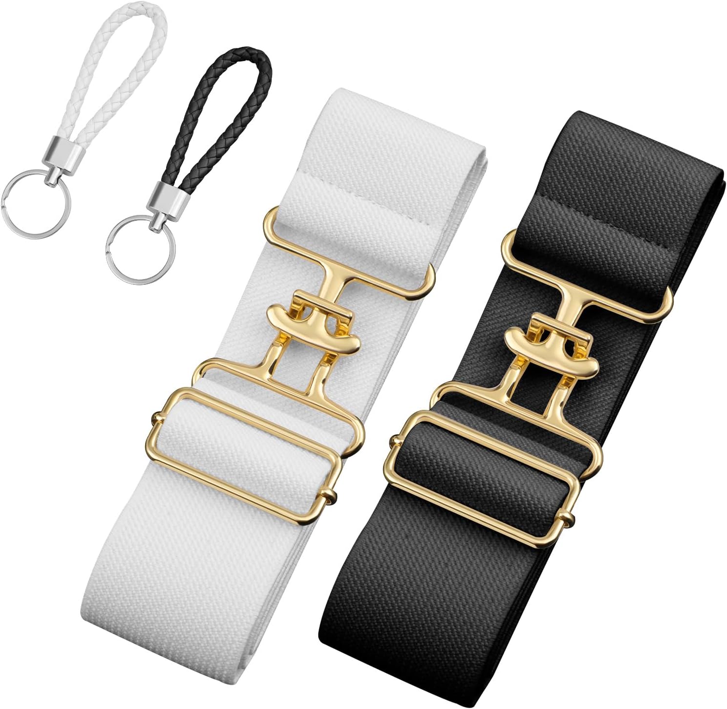 2pcs Equestrian Belts, 1.5 Inch Equestrian Riding Belt Elastic Adjustable Horseback Riding Belt with Leather Key Strap Horse Bit Belt Horse Riding Gear for Women Equestrian Sports
