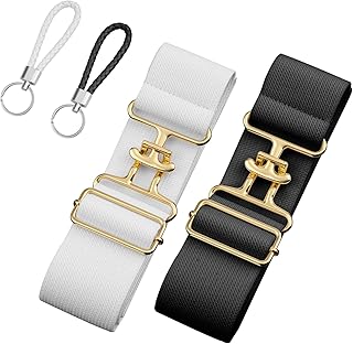 2pcs Equestrian Belts, 1.5 Inch Equestrian Riding Belt Elastic Adjustable Horseback Riding Belt with Leather Key Strap Horse Bit Belt Horse Riding Gear for Women Equestrian Sports