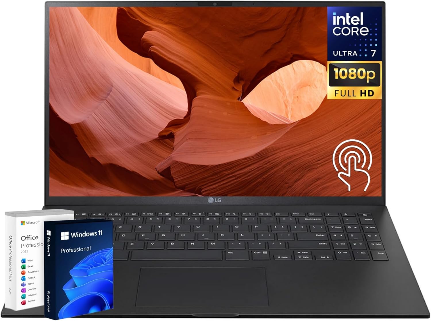 LG Gram 15 Lightweight Business Laptop, 15.6" FHD Touchscreen, Intel 16-Core Ultra 7-155H, 16 GB LPDDR5 RAM, 1 TB SSD, Backlit KB, Wi-Fi 6E, Win 11 Pro, Office Pro Lifetime License, Mouse, 32 GB UFD