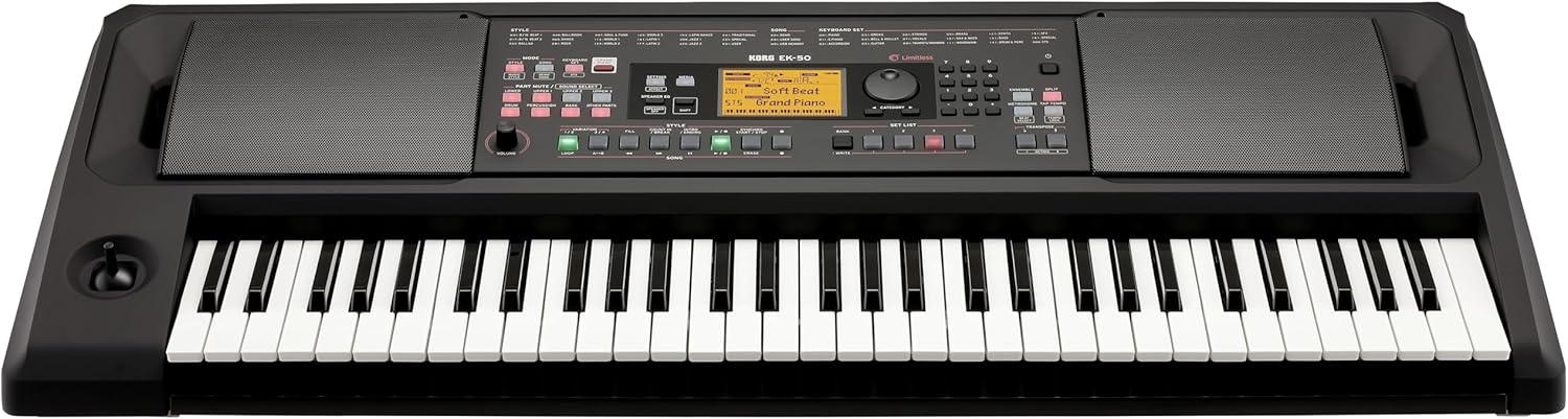 Korg - EK-50L Digital Keyboard with 61 Touch Sensitive Keys - Deluxe Model - Black