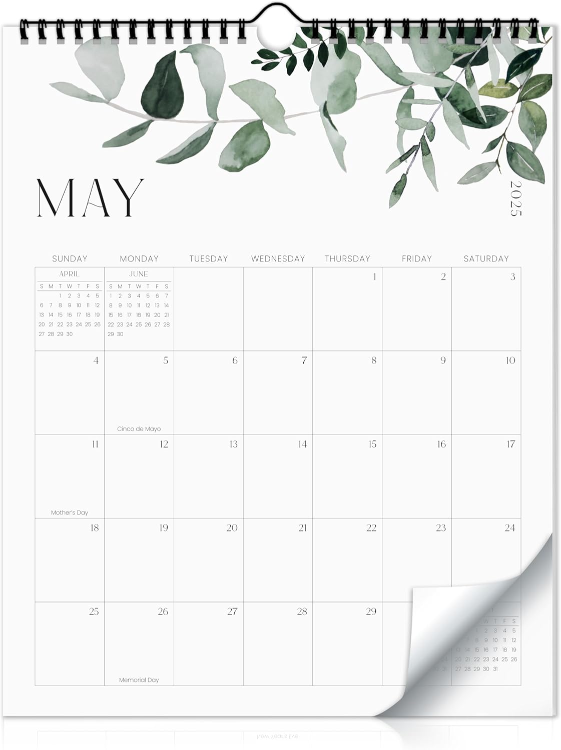 Aesthetic 2025-2026 Wall Calendar - Runs from January 2025 Until July 2026 - The Perfect Modern Greenery Calendar Planner for Easy Organizing
