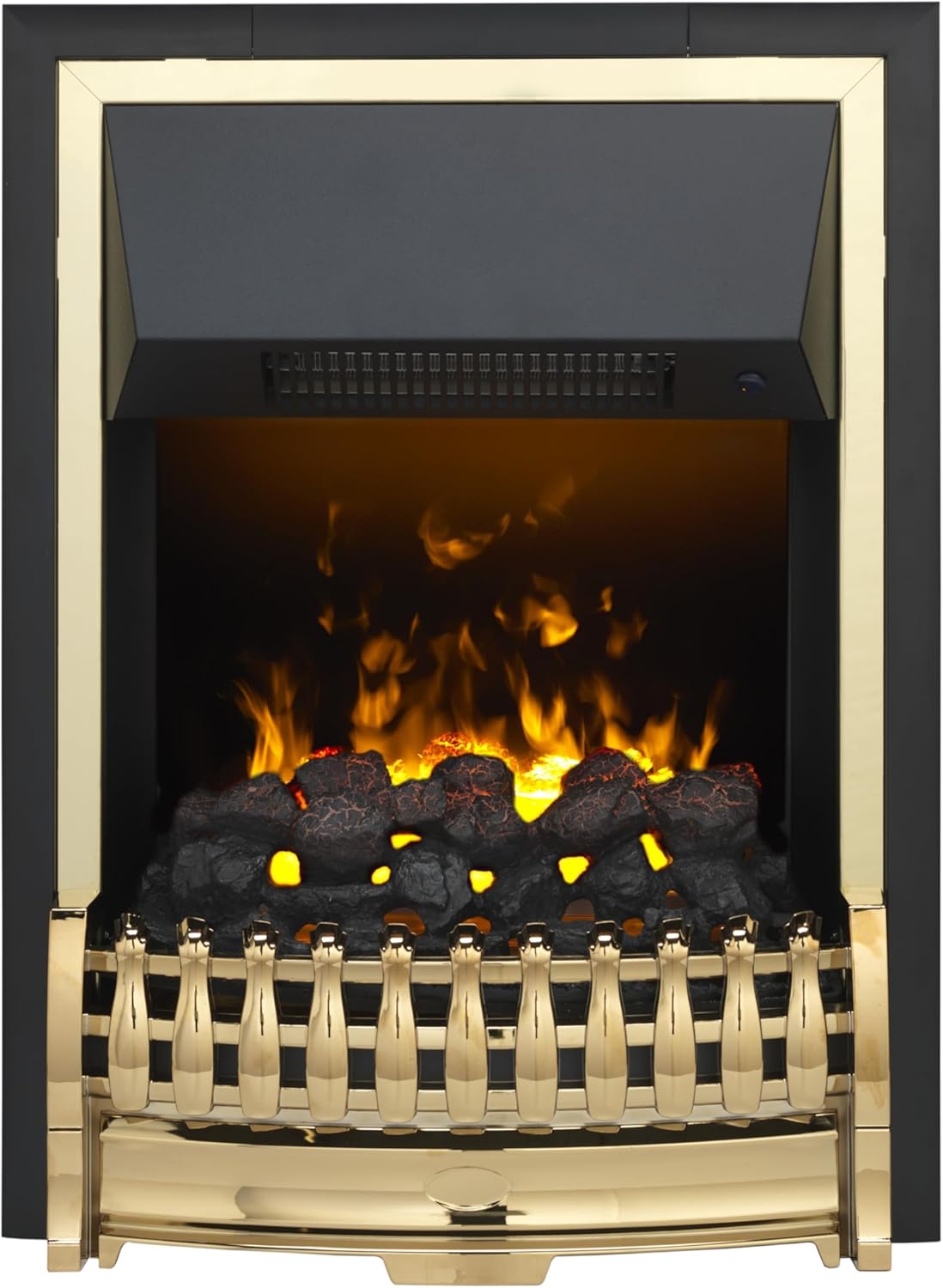 Dimplex Atherton Optimyst Water Vapour Inset Electric Fire, Real Flame Effect, Brass Fireplace, Coal Fuel Bed, 1000W/2000W Fan Heater, Energy Efficient Flame Only, Thermostatic, Remote Control