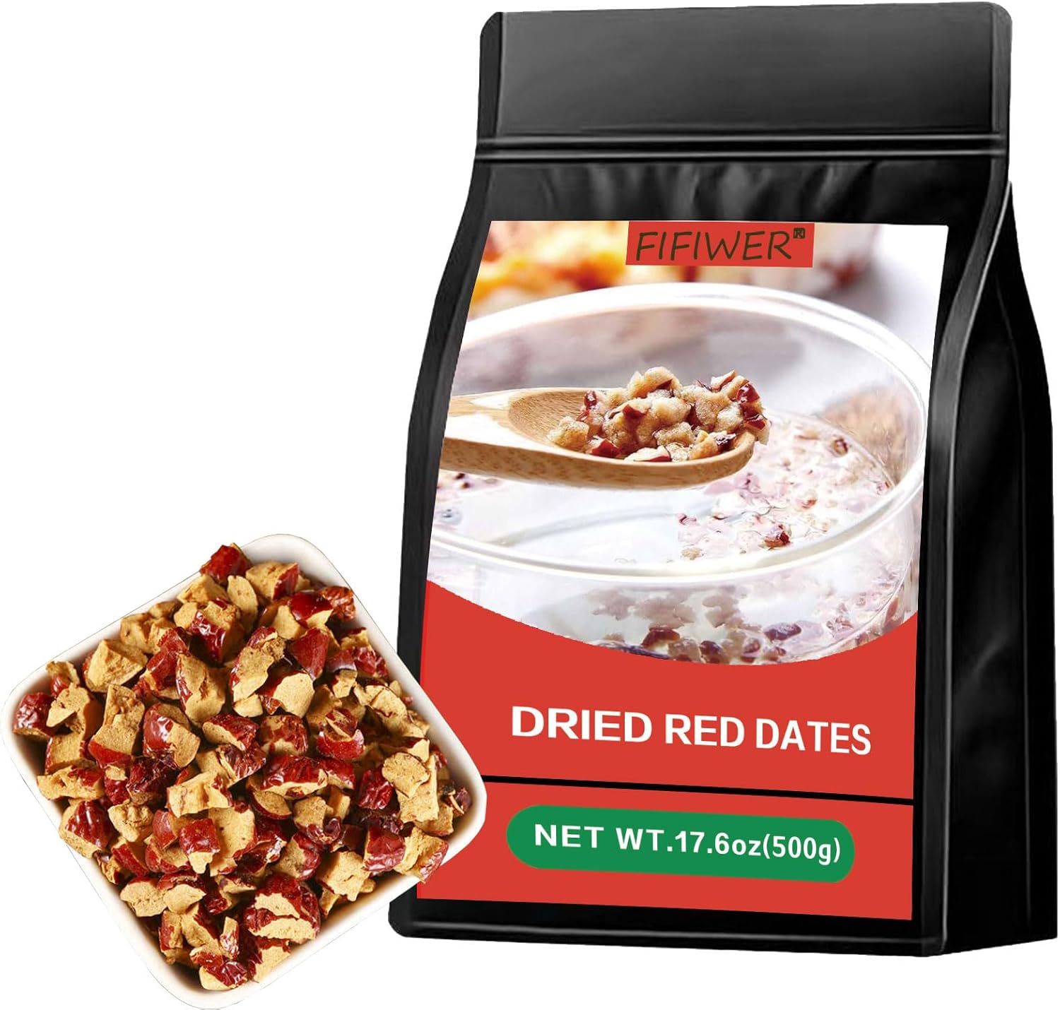 Dried Red Dates 500g,Fruit Tea,Sweet Crispy Dates Red Jujube Slices Seedless used as a snack, make tea, porridge, soup
