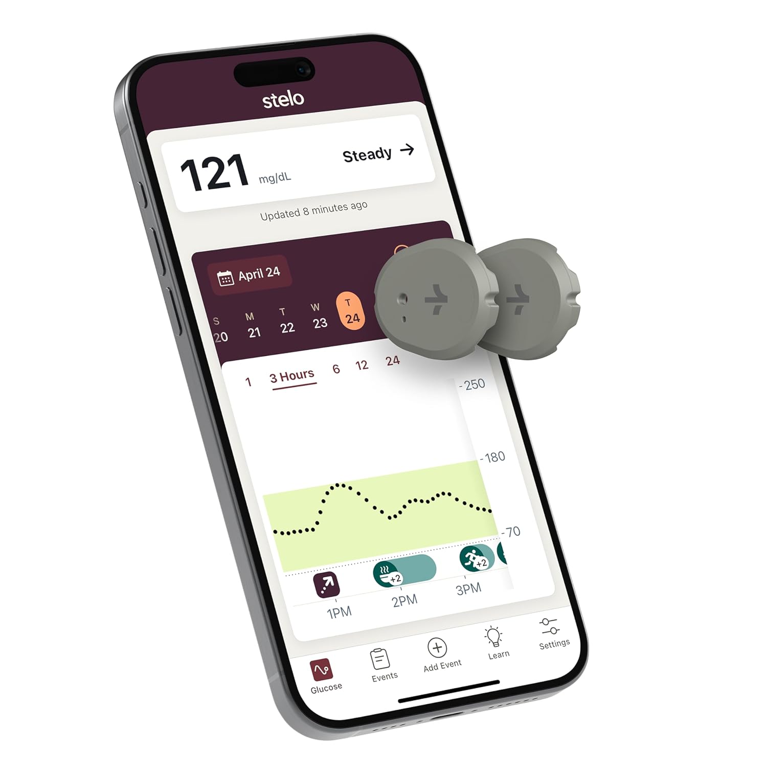 Stelo Glucose Biosensor & App by Dexcom—A Leader in Continuous Glucose Monitoring (CGM). 24/7 Glucose Tracking & Personalized Insights to Reveal Patterns. 2-Pack (Up to 15 Days Each). iOS & Android.