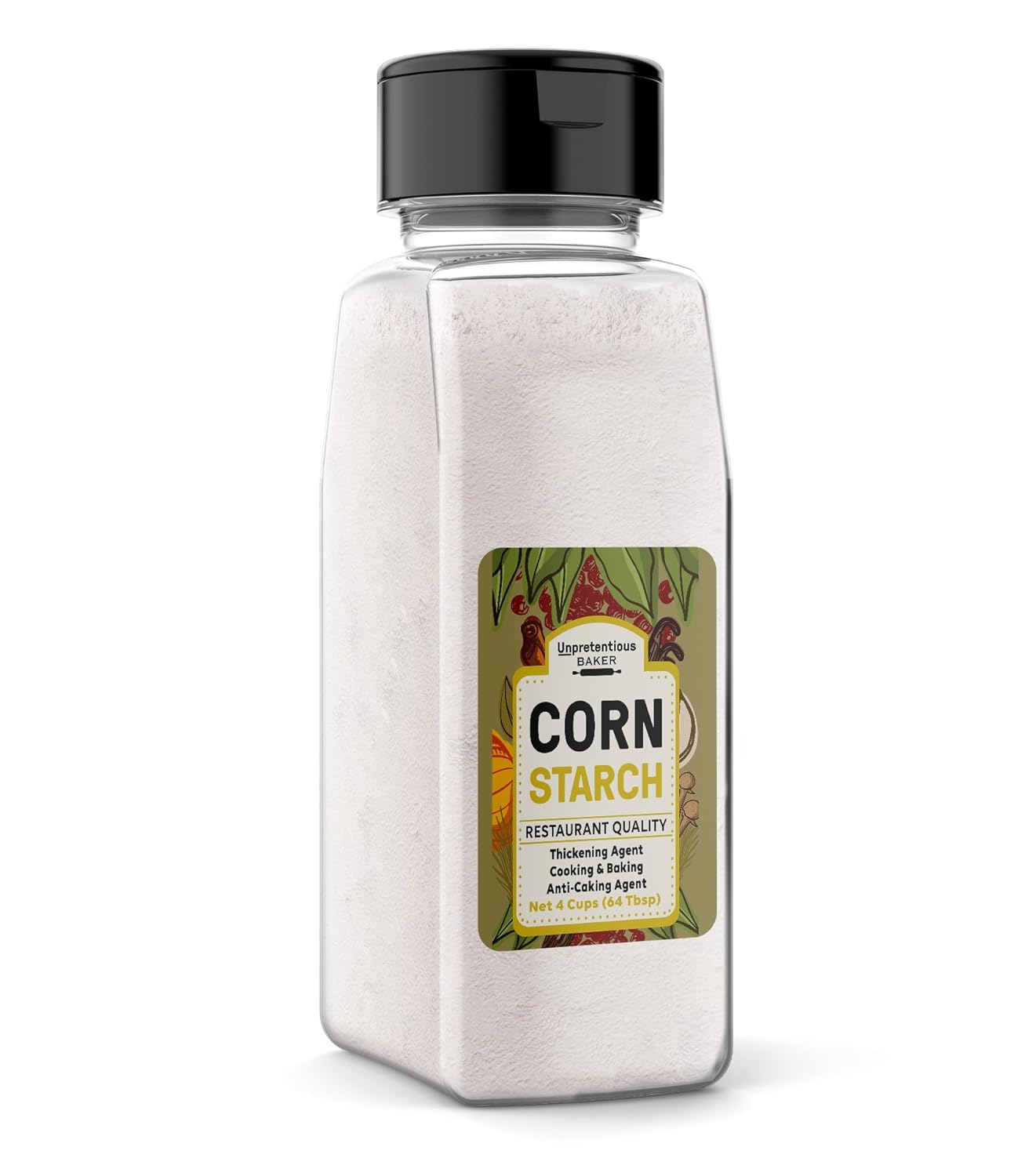 Unpretentious Corn Starch, 4 Cups, Thickening Agent, For Bulk Baking & Cleaning Use