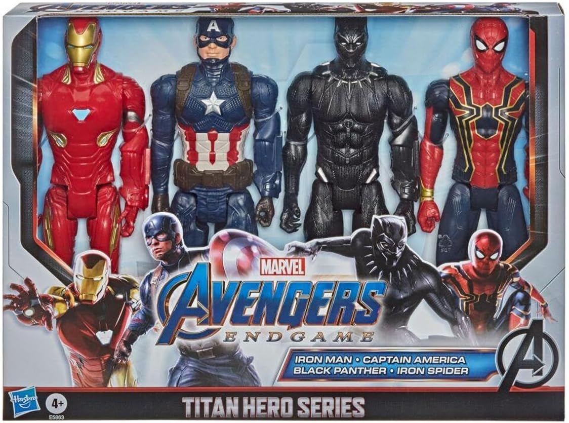 Avengers Marvel Endgame Titan Hero Series 12" Action Figures Captain America, Iron Spider, Black Panther, and Iron Man (4 Action Figures)
