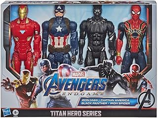 Avengers Marvel Endgame Titan Hero Series 12" Action Figures Captain America, Iron Spider, Black Panther, and Iron Man (4 Action Figures)