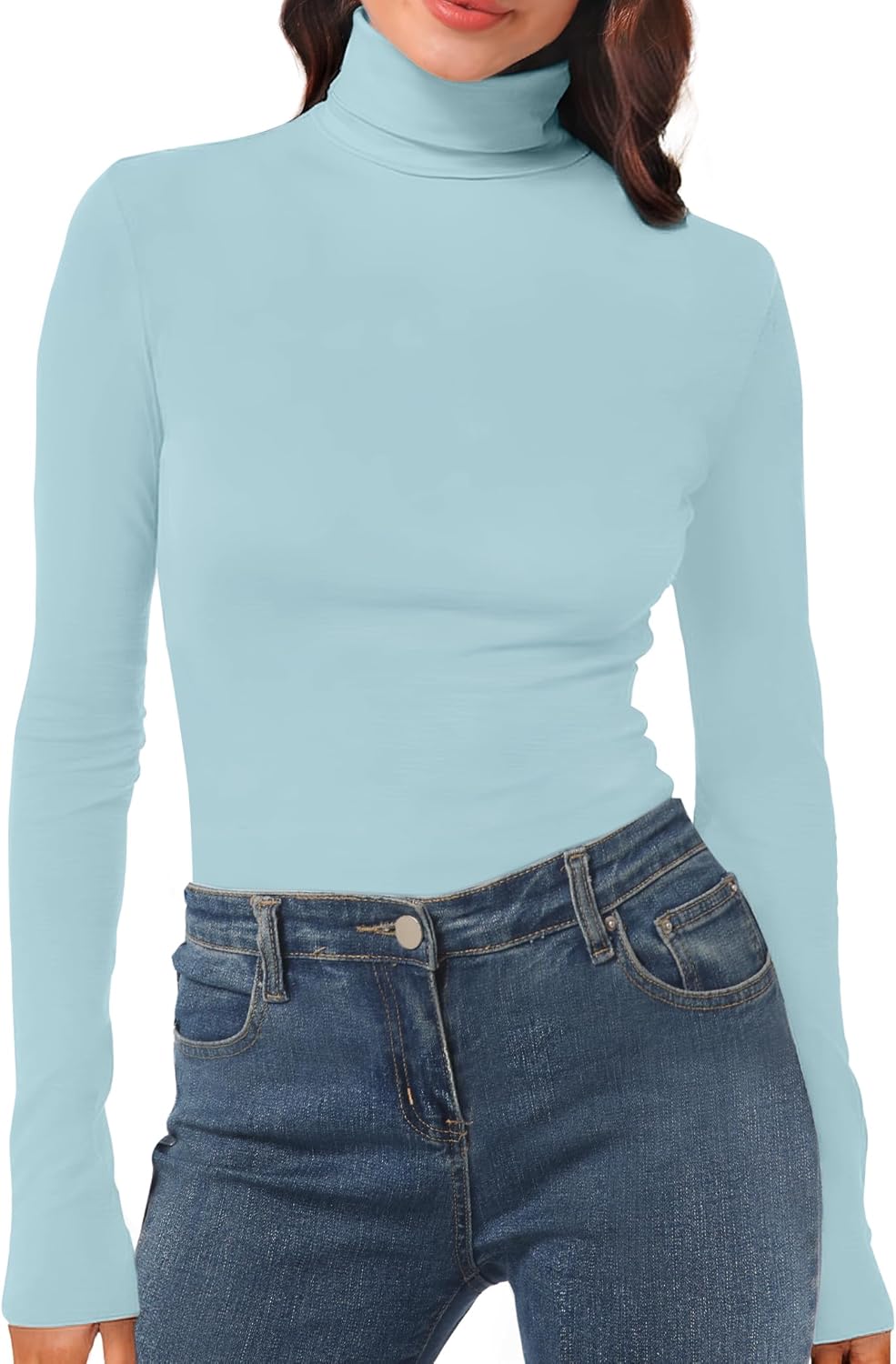 Womens Long Sleeve Turtleneck T-Shirts Mock Neck Underwear Fall Winter Fashion Base Layer Casual Lightweight Soft Tops