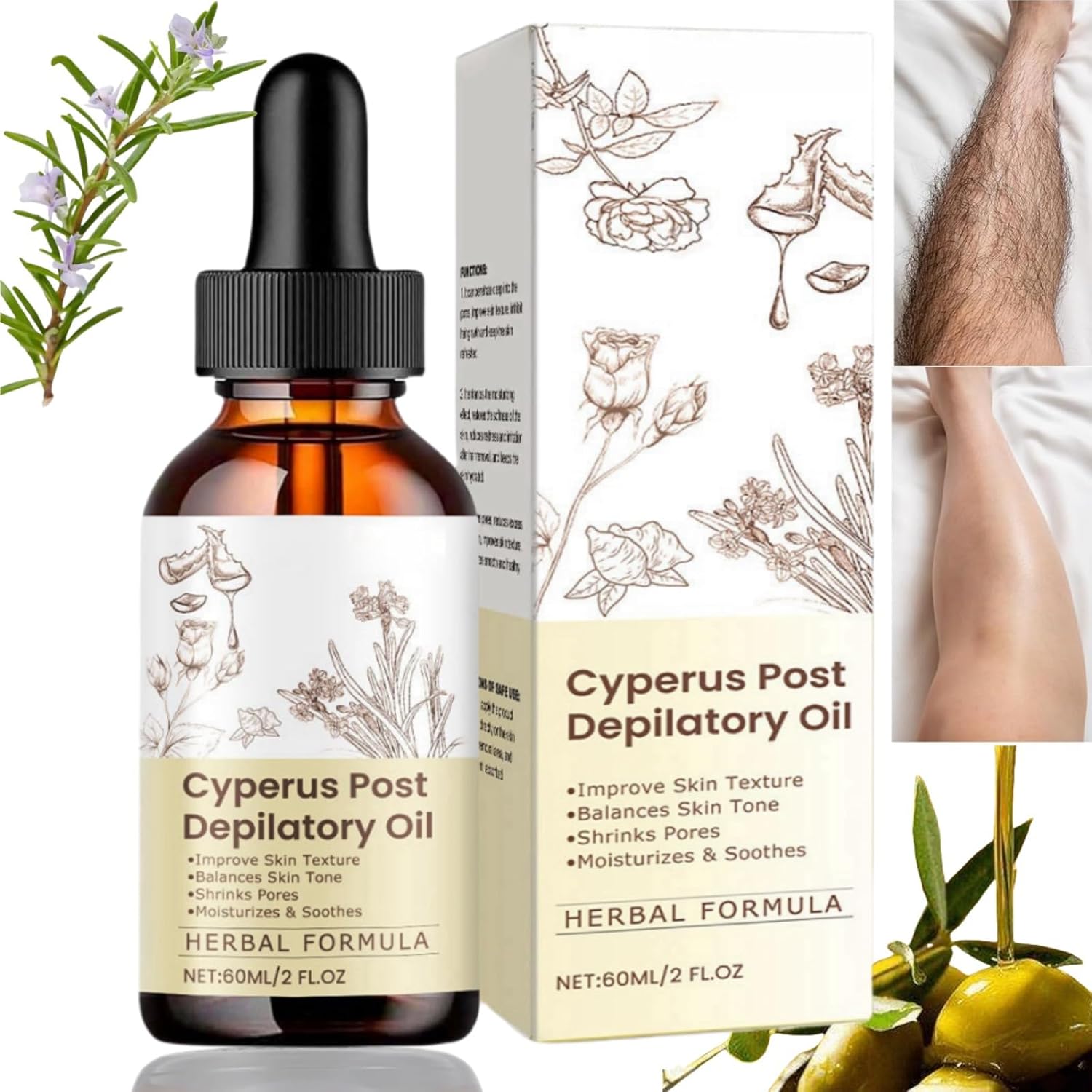 60ml Cyperus Rotundus Oil,Cyperus Oil For Hair Removal,Hair Oi/l Bottle,Reducing Body Ha/ir Growth,Hai/r Inhibitor,Cy/perus Rotundus Essential O/il for Smooth Skin,Ingrown Ha/ir Treatment,Shaving O/il