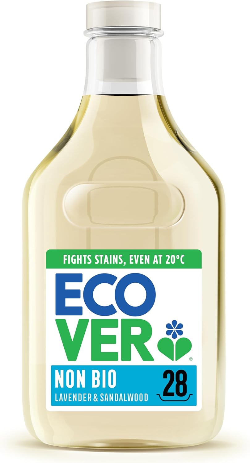 Ecover Non Bio Laundry Detergent, Laundry Washing Liquid, Fresh Lavender & Sandalwood Scent 1 x 28 Wash, 1 x 1L