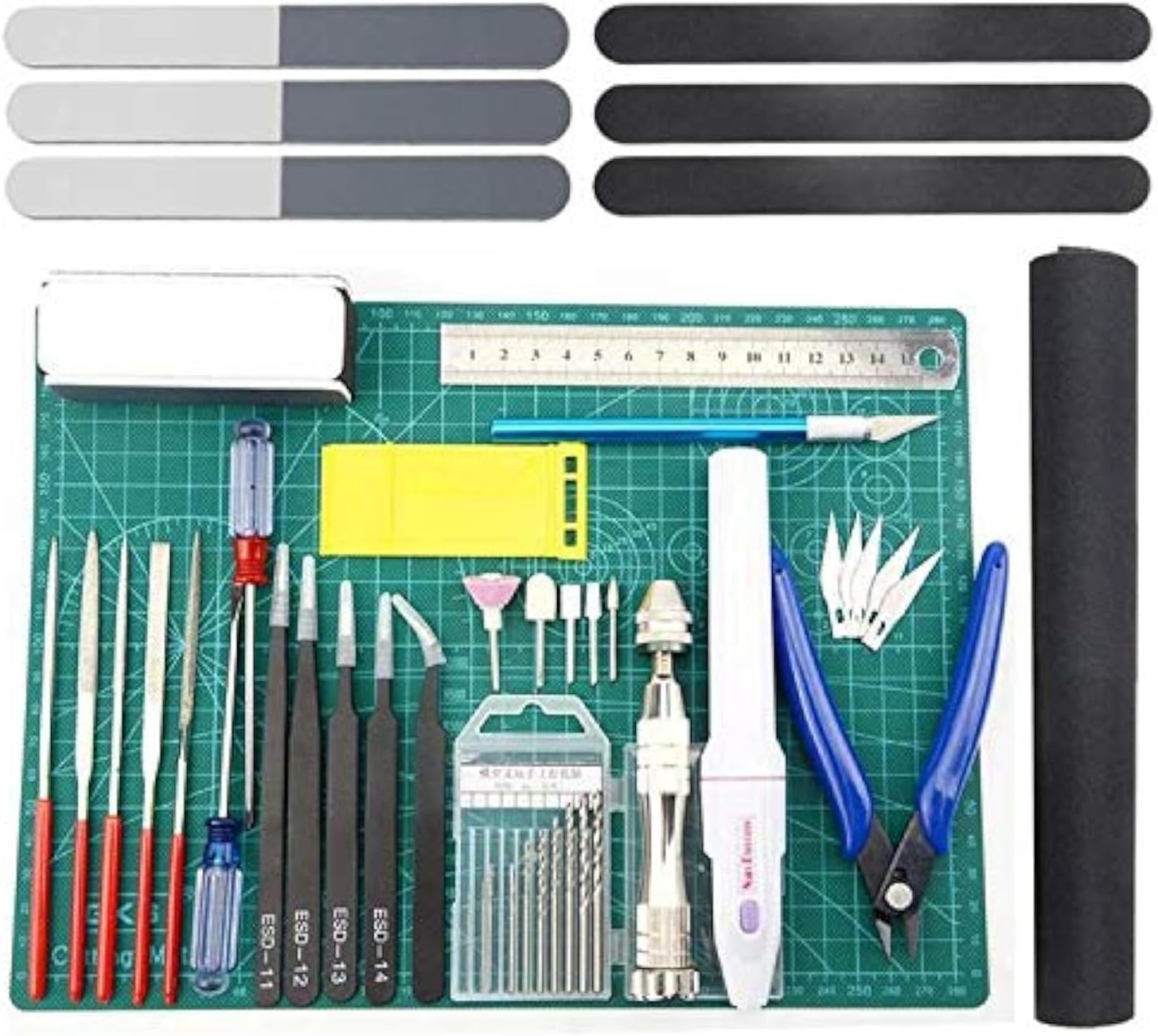Professional 33 PCS Model Tools Kit Modeler Basic Tools Craft Set Hobby Building Tools Kit for Gundam Car Model Building Repairing and Fixing (J)