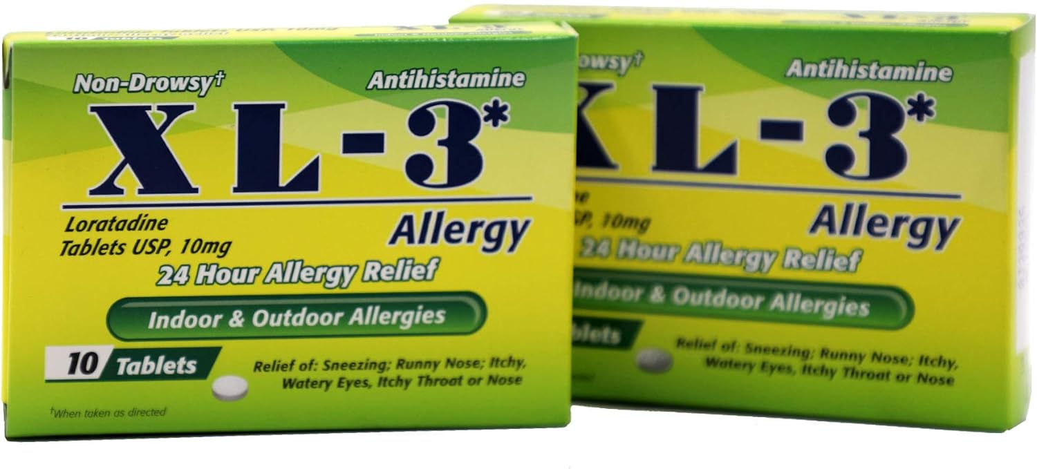 XL-3 Allergy, 24 Hour Allergy Relief, 2-Pack with 10 Tablets Each, 2 Boxes