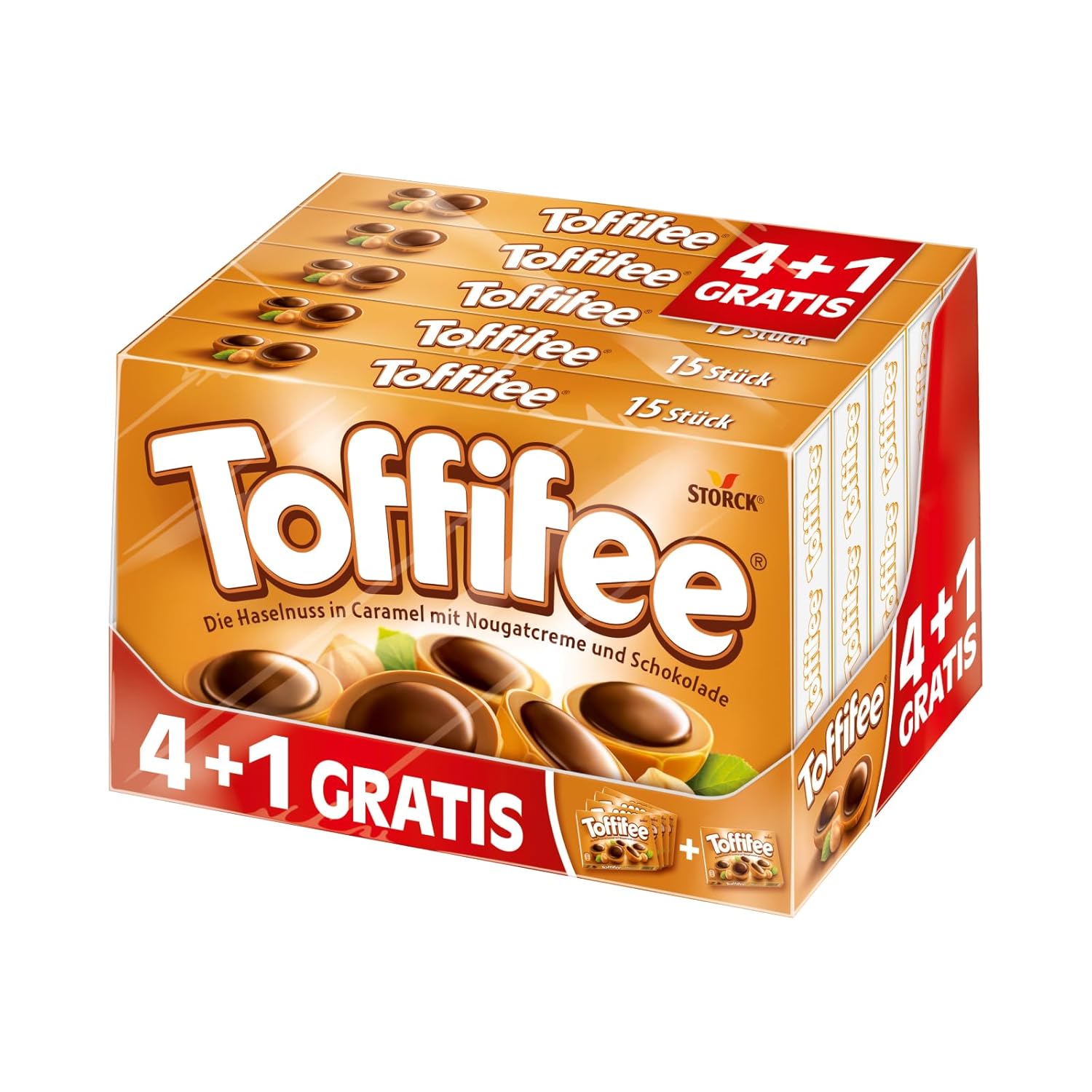 Toffifee - hazelnut in caramel with nougat cream and chocolate (125g) pack of 5