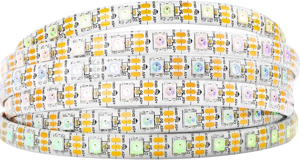 BTF-LIGHTING WS2812B IC RGB 5050SMD Pure Gold Individual Addressable LED Strip 16.4FT 300LED 60Pixel/m Flexible Full Color IP65 DC5V for DIY Chasing Color Project(No Adapter or Controller)