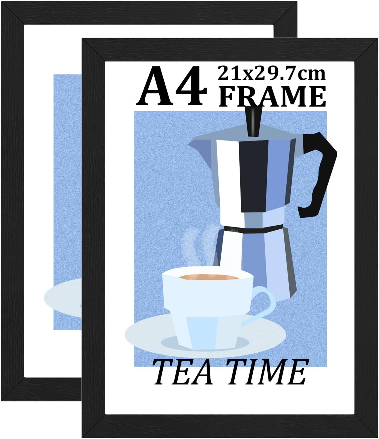Bobeen A4 Photo Frames, Pack of 2 Black Picture Frame (21x29.7CM) for Table Top and Wall Mounting