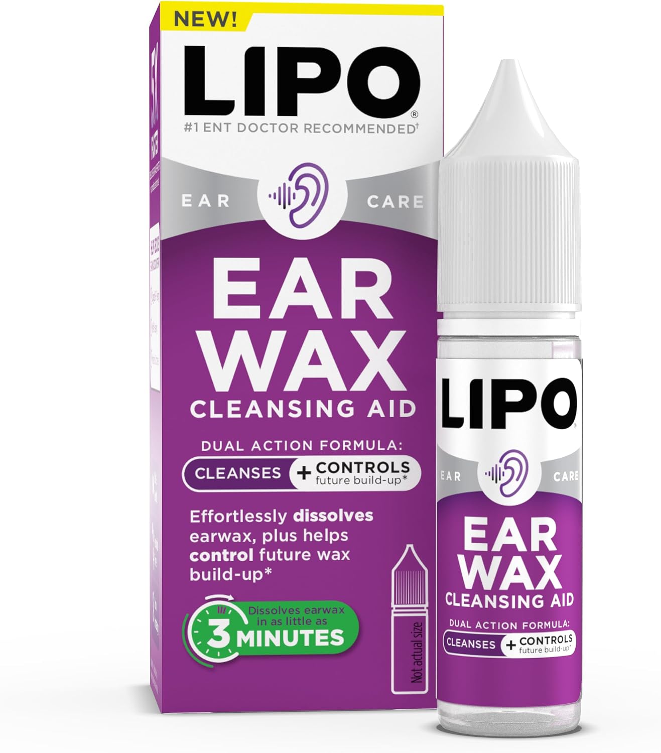 LIPO Earwax Removal Drops, Ear Cleaning for Wax & Clogged Ears, 0.5 fl oz