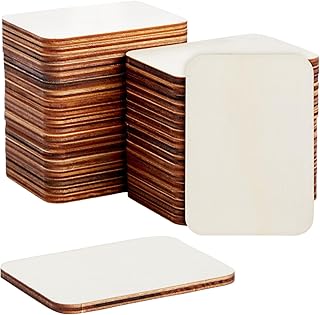 Bright Creations 36 Pack Unfinished Wood Rectangles for Crafts - Wooden Rectangle with Rounded Corners for Business Cards & DIY Projects - 2.5 x 3.5 Wooden Rectangles for Crafts