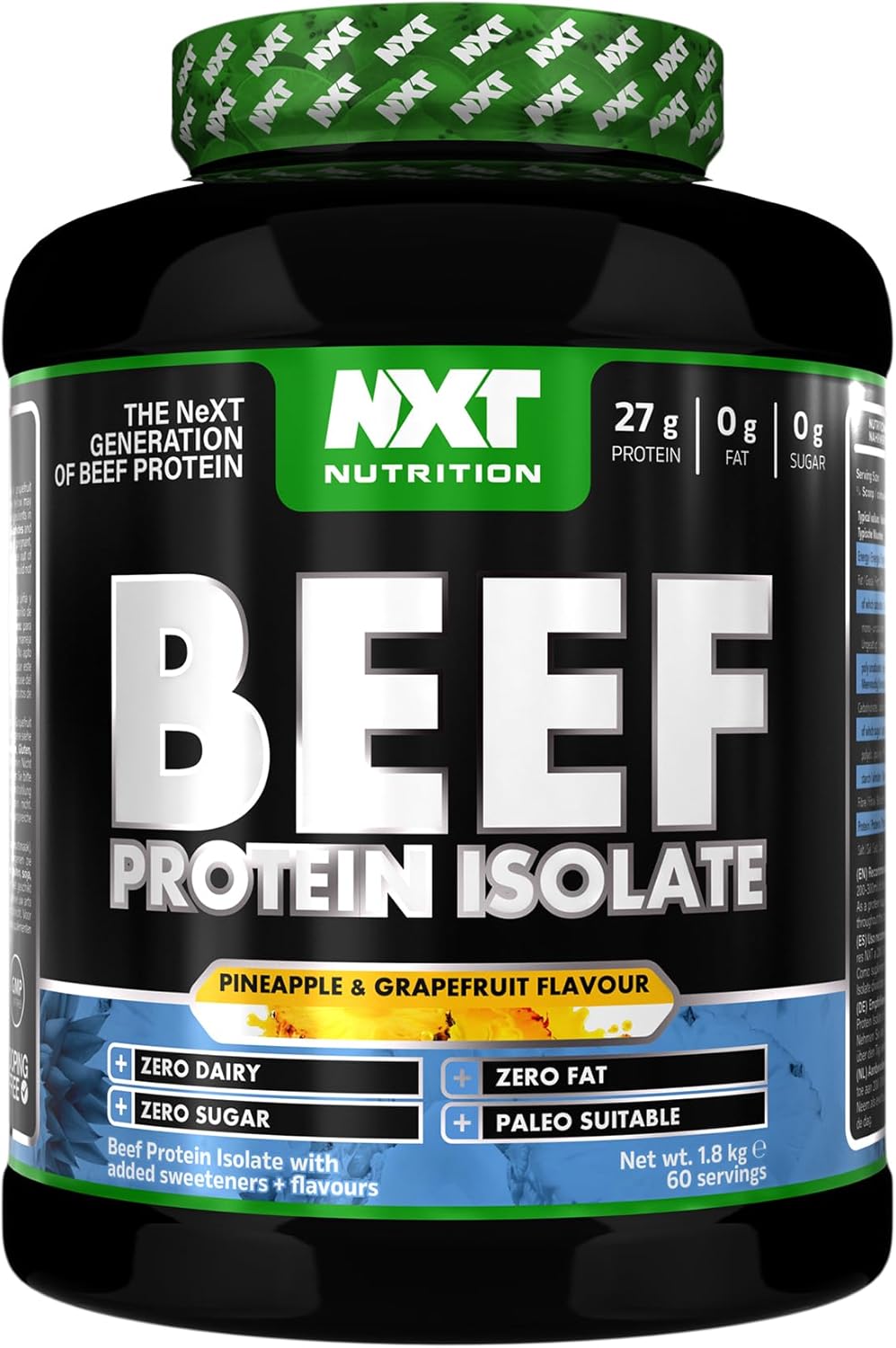 NXT Nutrition Beef Protein Isolate Powder - Protein Powder High in Natural Amino Acids - Paleo, Keto Friendly - Dairy and Gluten Free - Muscle Recovery | 1.8kg (Pineapple Grapefruit)