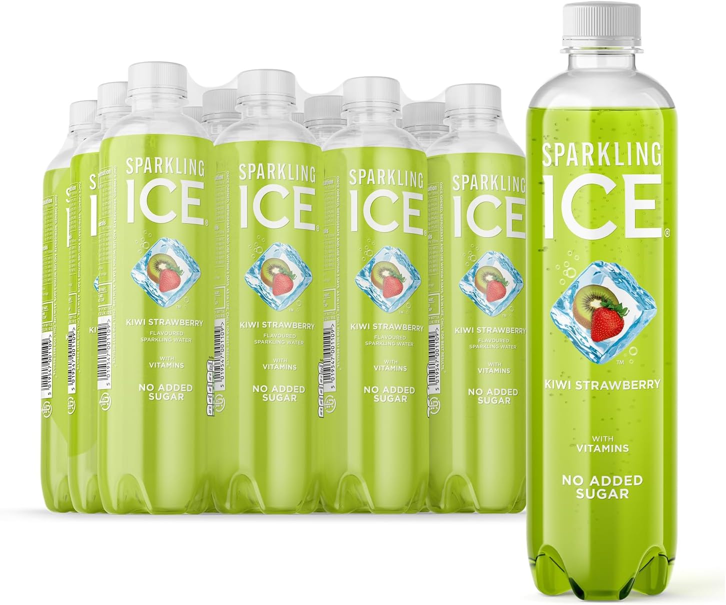 Sparkling Ice Kiwi Strawberry flavour sparkling water with antioxidants and vitamins, No sugar, 500ml Bottles (Pack of 12)