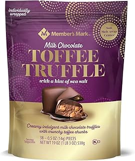 Member's Mark Milk Chocolate Toffee Truffle with Sea Salt (19 oz.), 38 Count (Pack of 1)