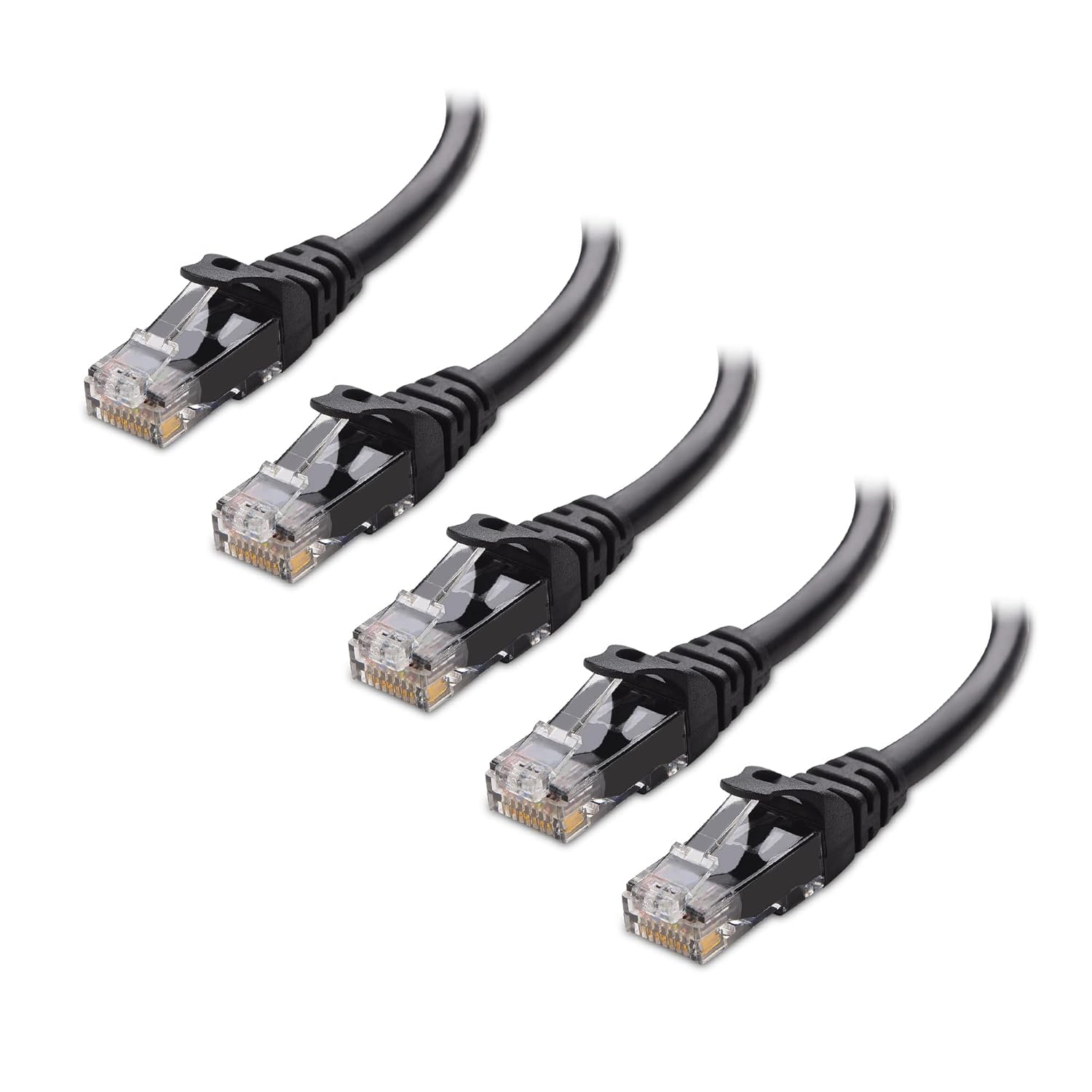 Cable Matters 10Gbps 5-Pack Snagless Short Cat 6 Ethernet Cable - 3ft, Cat 6 Cable, Cat6 Cord, Ethernet Cord, Black