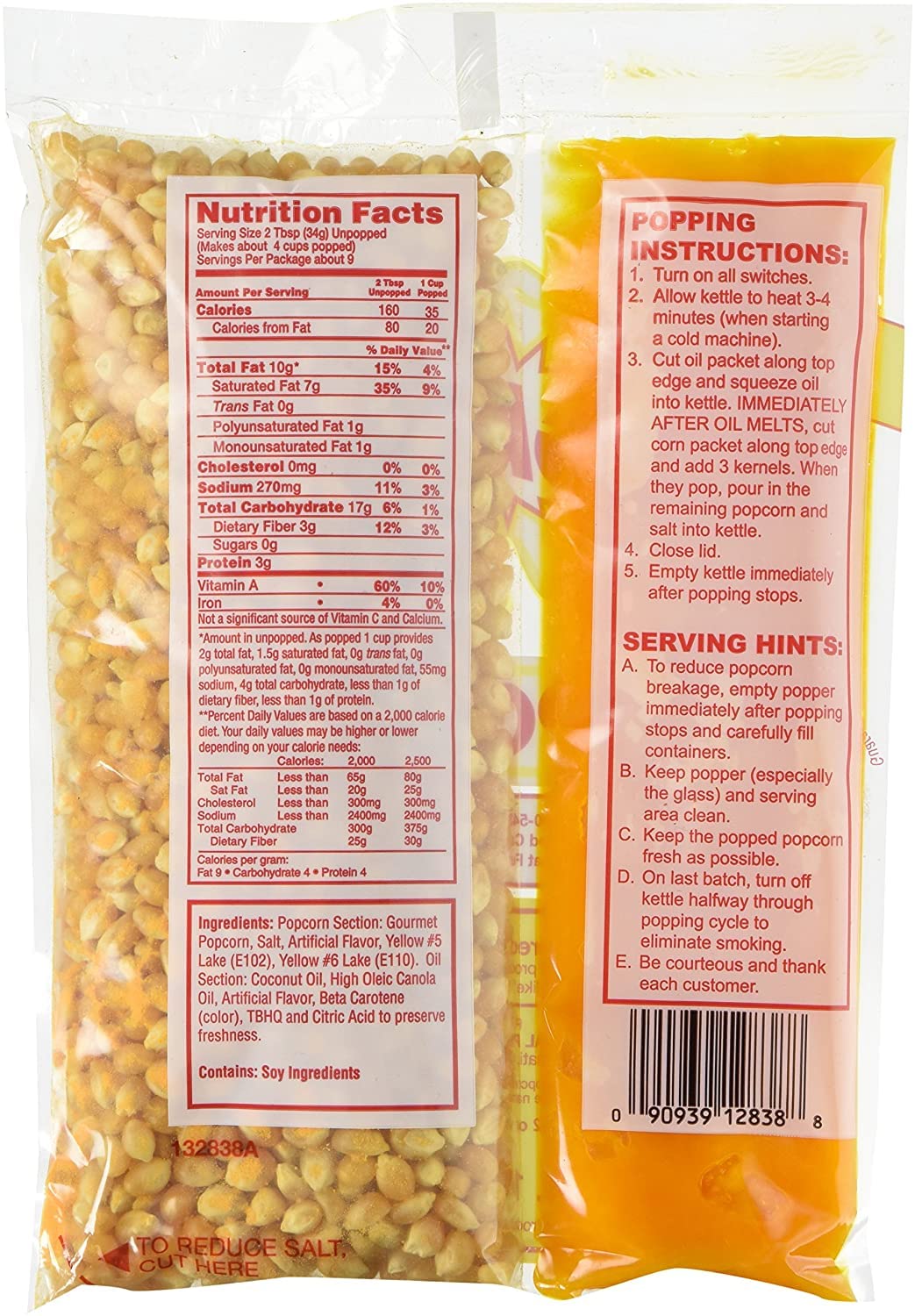 Perfectware 10.6oz Popcorn Portion Packs- Case of 24 Packs