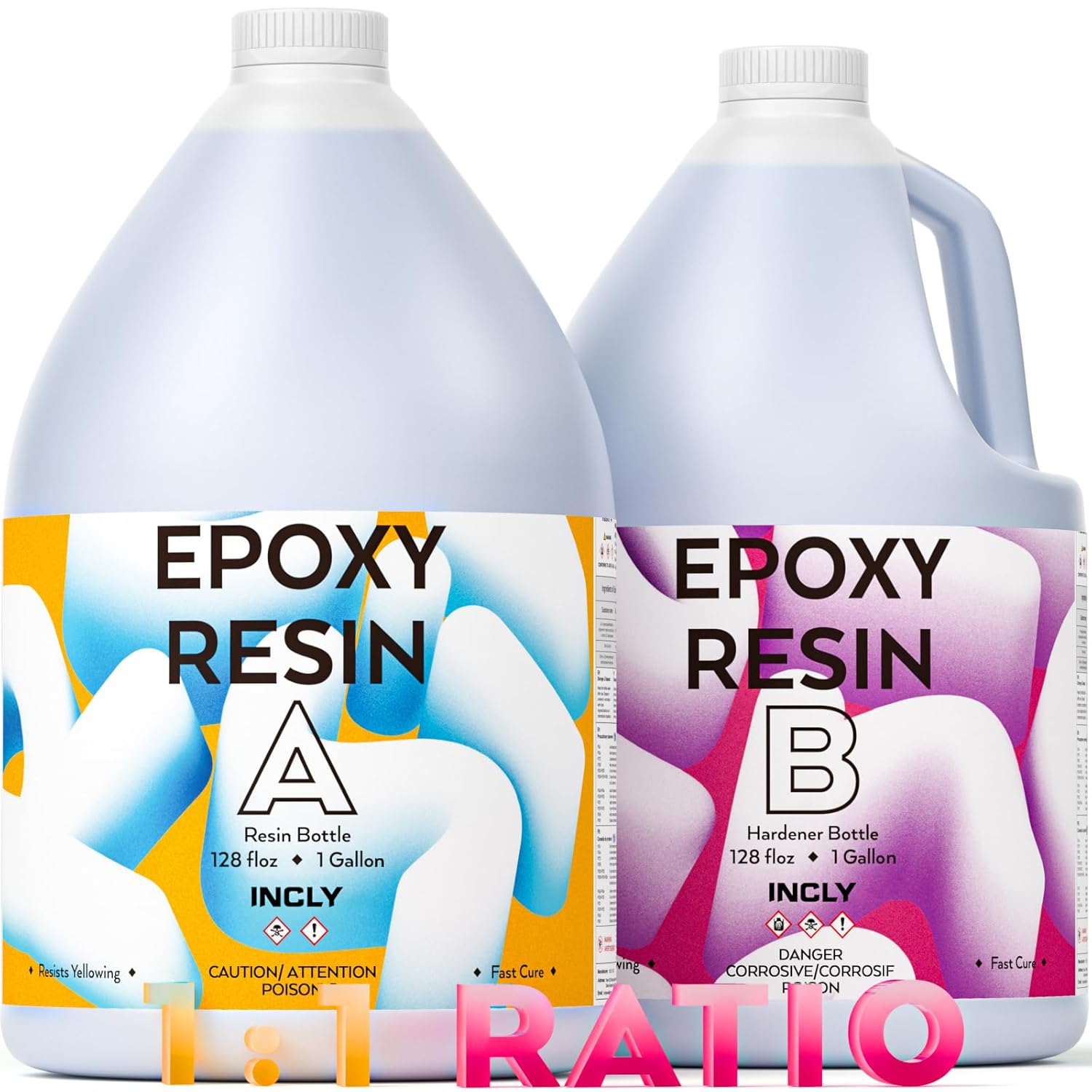 INCLY 2 Gallon Crystal Clear Epoxy Resin Kit, High Gloss & Bubbles Free Resin Supplies Coating & Casting for Table Top, Countertop, River Table,Wood, Jewelry Making, Art Craft, Self Leveling 1:1