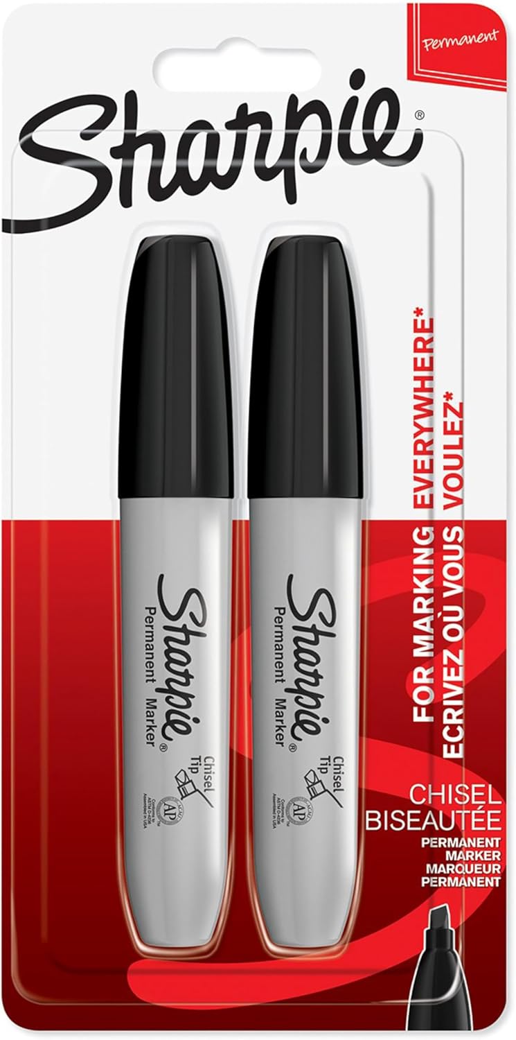 Sharpie Permanent Markers | Chisel Tip | Black | 2 Count