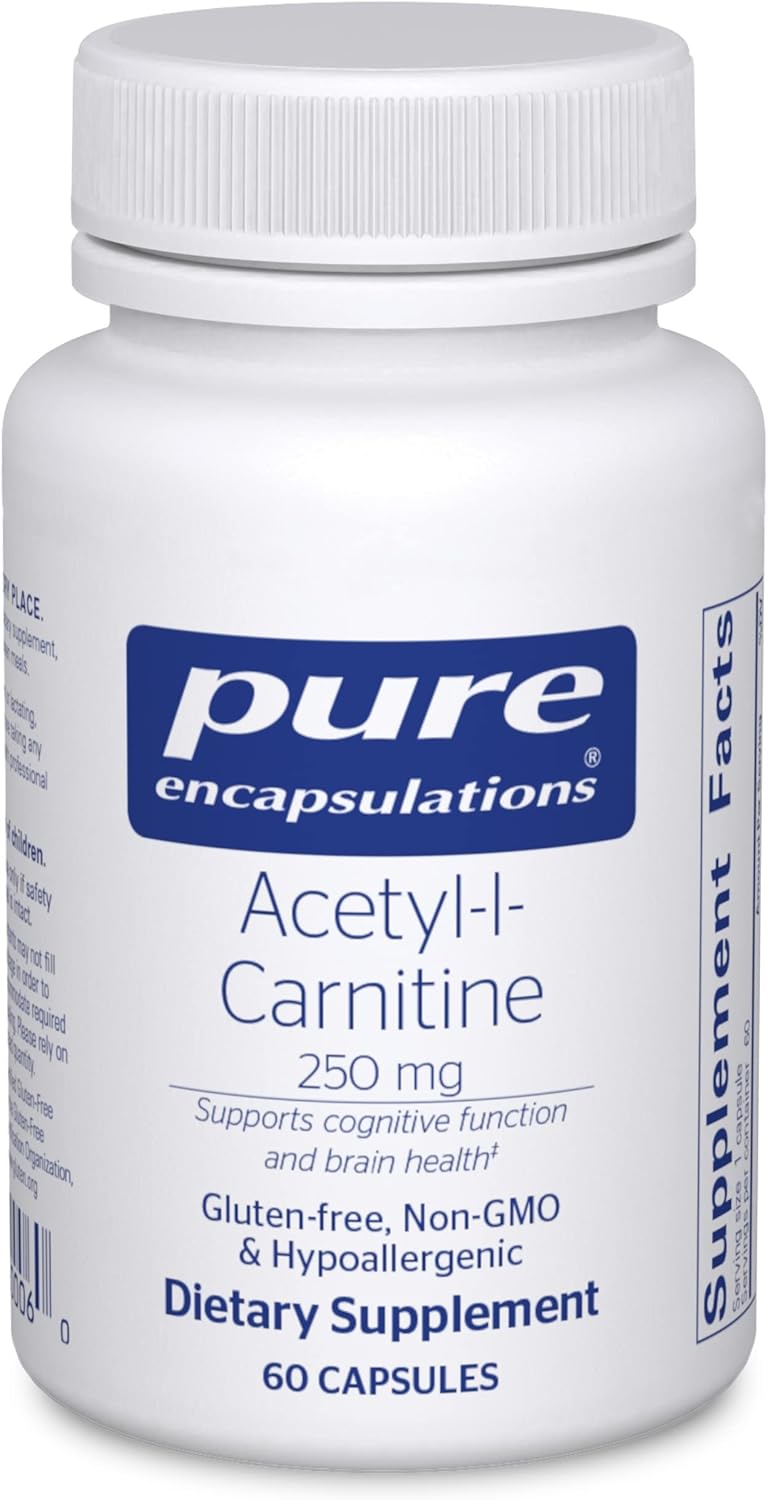 Pure Encapsulations Acetyl-L-Carnitine 250 mg - Memory & Brain Supplement - Brain Support & Focus* - Gluten Free & Non-GMO - 60 Capsules