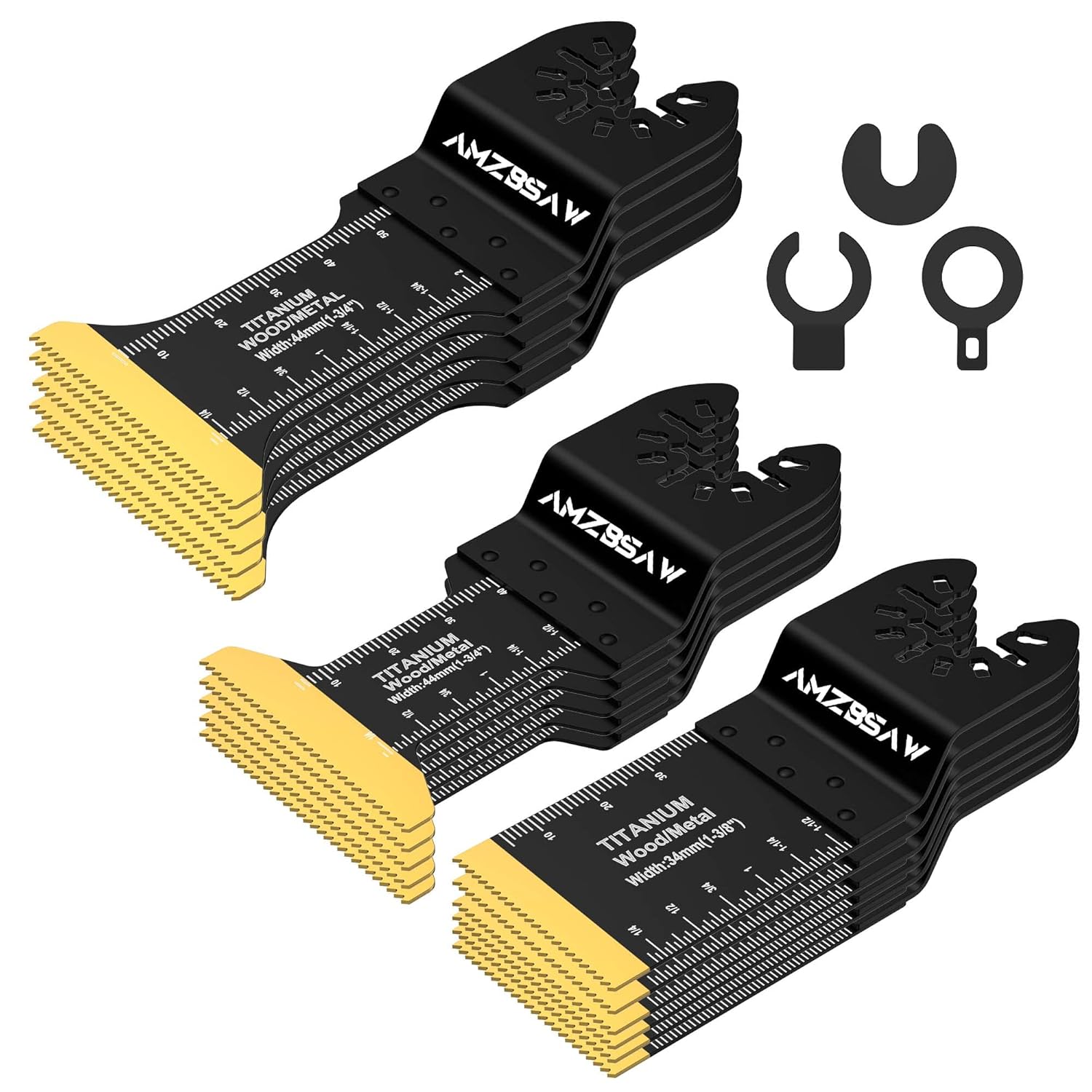 16 PCS Titanium Oscillating Saw Blades Metal Cutting, Multitool Blades for Soft Metal Nails Hard Material and Wood Plastic, Multi Tool Blades Kits Fit Dewalt Ryobi Bosch Milwaukee