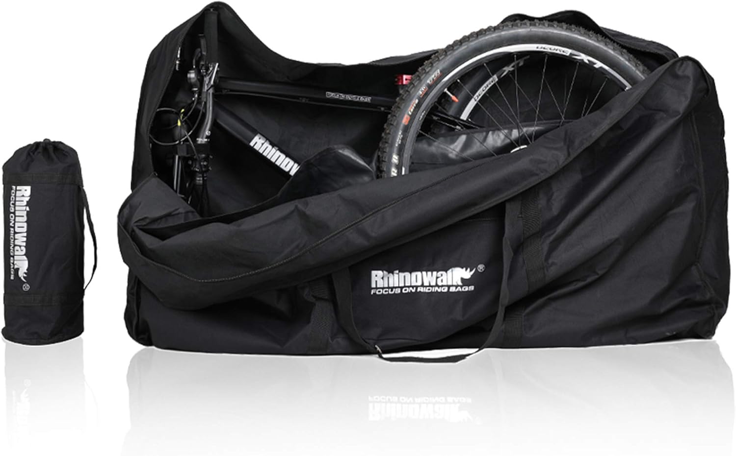 Rhinowalk Bike Transport Bag for 26 Inch Wheel Size Mountain Road Bikes - Waterproof Bicycle Travel Case Foldable Carrier Bag for Train Air Travel (Black)