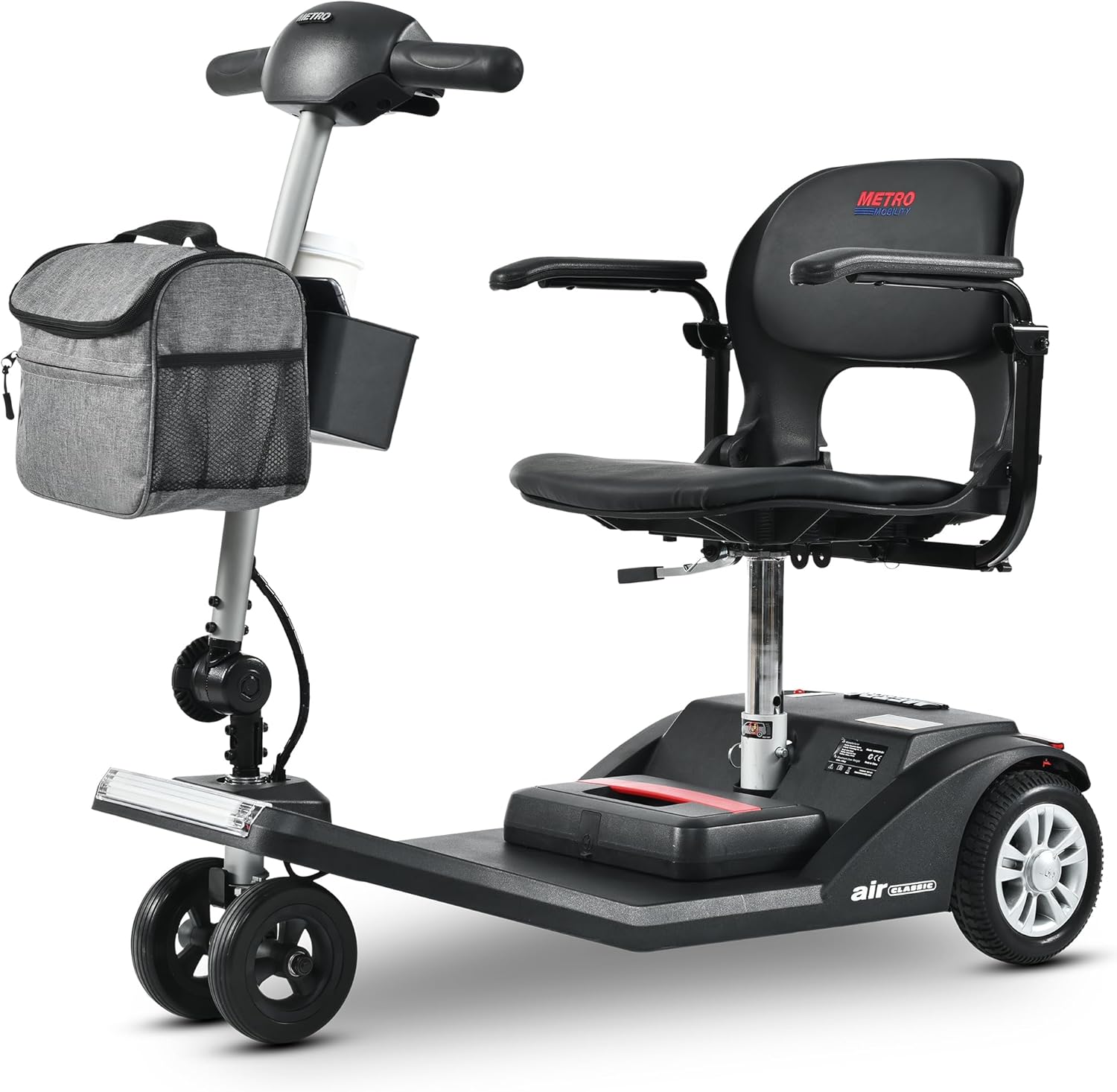 Super Lightweight Folding Electric Scooter 3-Wheel Foldable Mobility Scooter Powered Scooter for Adults & Seniors, Airline Approved with Detachable Lithium Battery (Black)