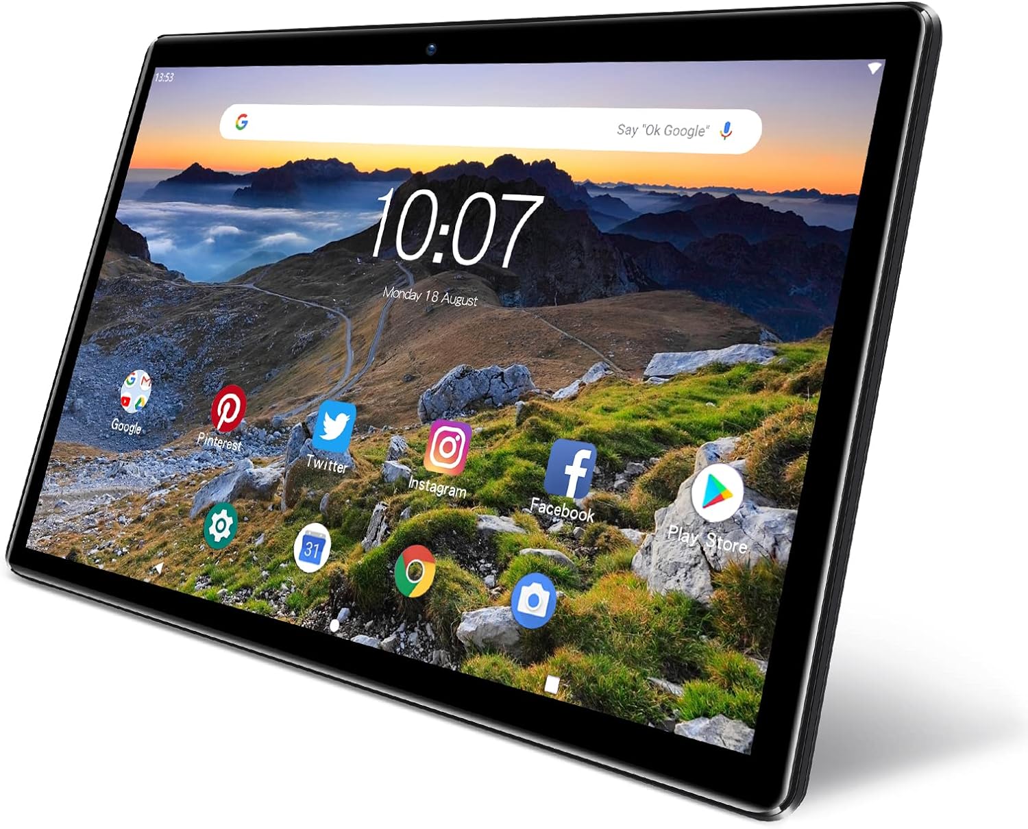 PRITOM 10 inch Android WiFi Tablet, 64GB ROM, 1024GB Expand, Quad Core Processor, HD IPS Screen, 6000mAh Battery, Dual Camera, WiFi, Bluetooth, Tablet(Black)