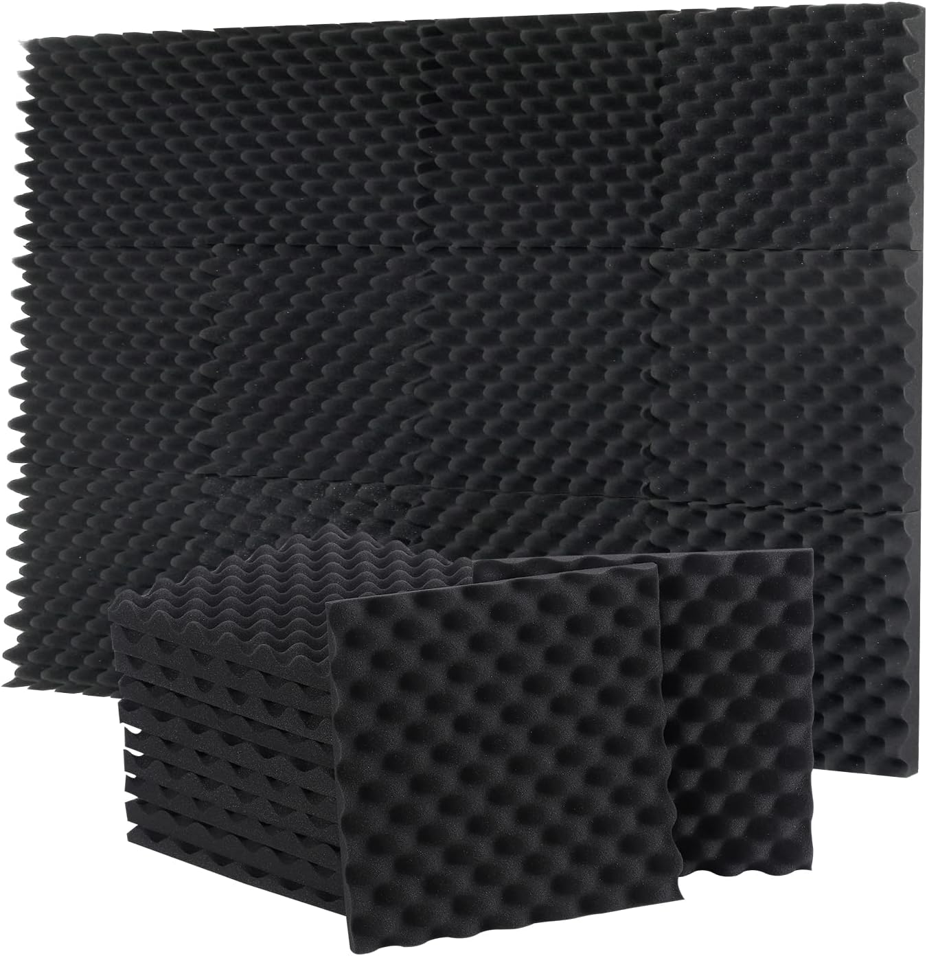 Sound Proofing Panels 24 Pack Egg Crate Acoustic Foam 12 x 12 x 1.18 Inches High Density Acoustic Foam Panels Flame Retardant Sound Absorbing Panels Studio Treatment