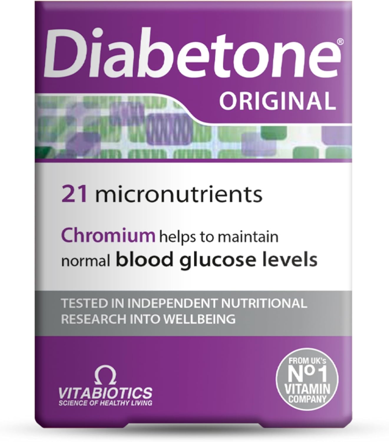 Diabetone Original Formula Supports Glicemia Control and Diabetes Management Supplement - 30 Tablets, 30-Day Supply, by Vitabiotics