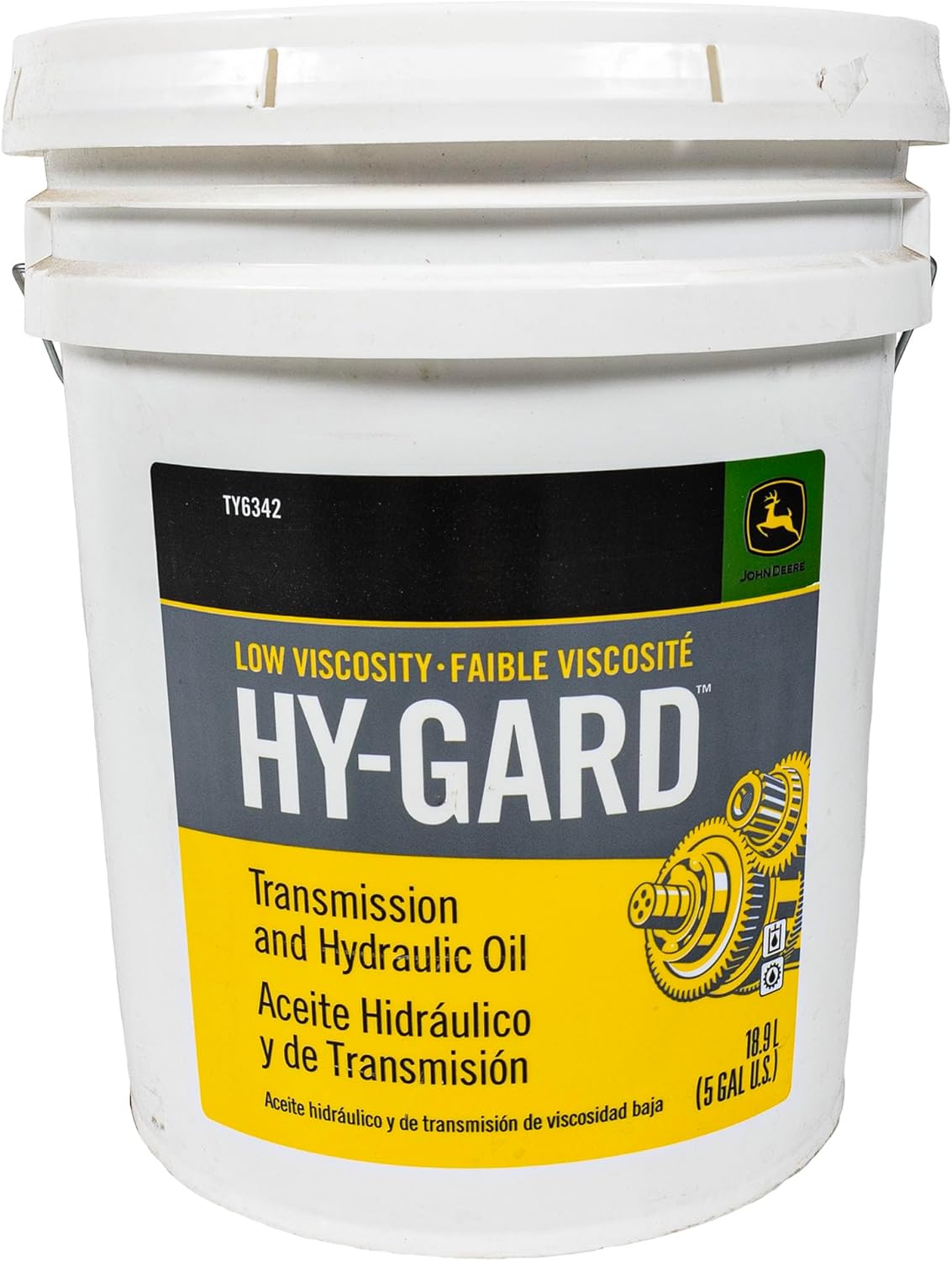 John Deere Low Viscosity Hy-Gard Transmission and Hydraulic Oil 5 Gallon Bucket TY6342