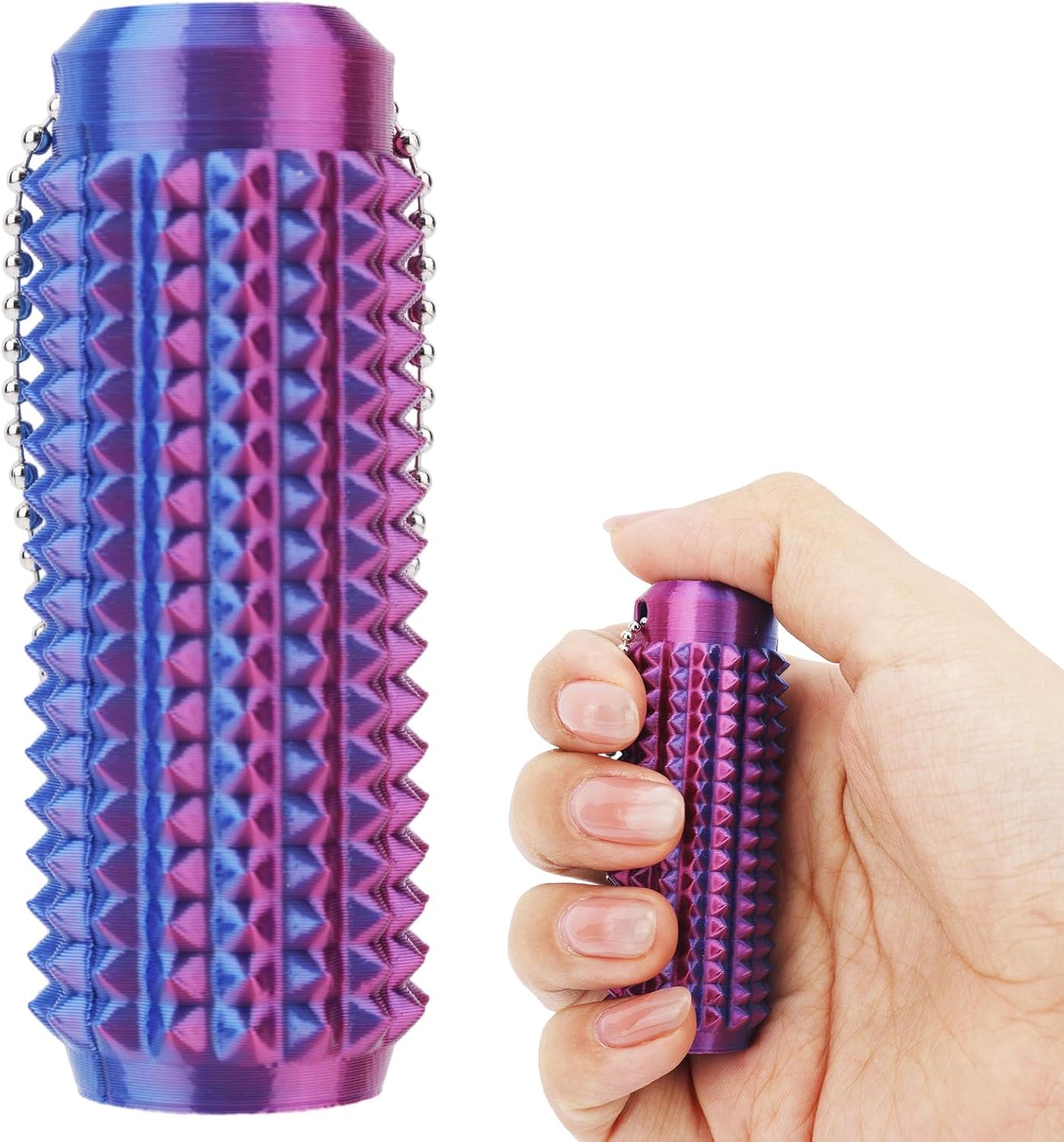 Spiky Grippie Stim Keychains, Portable Pain Stim Fidget Spiky Sensory Fidget Keychain for Relax & Focus (Purple Blue)