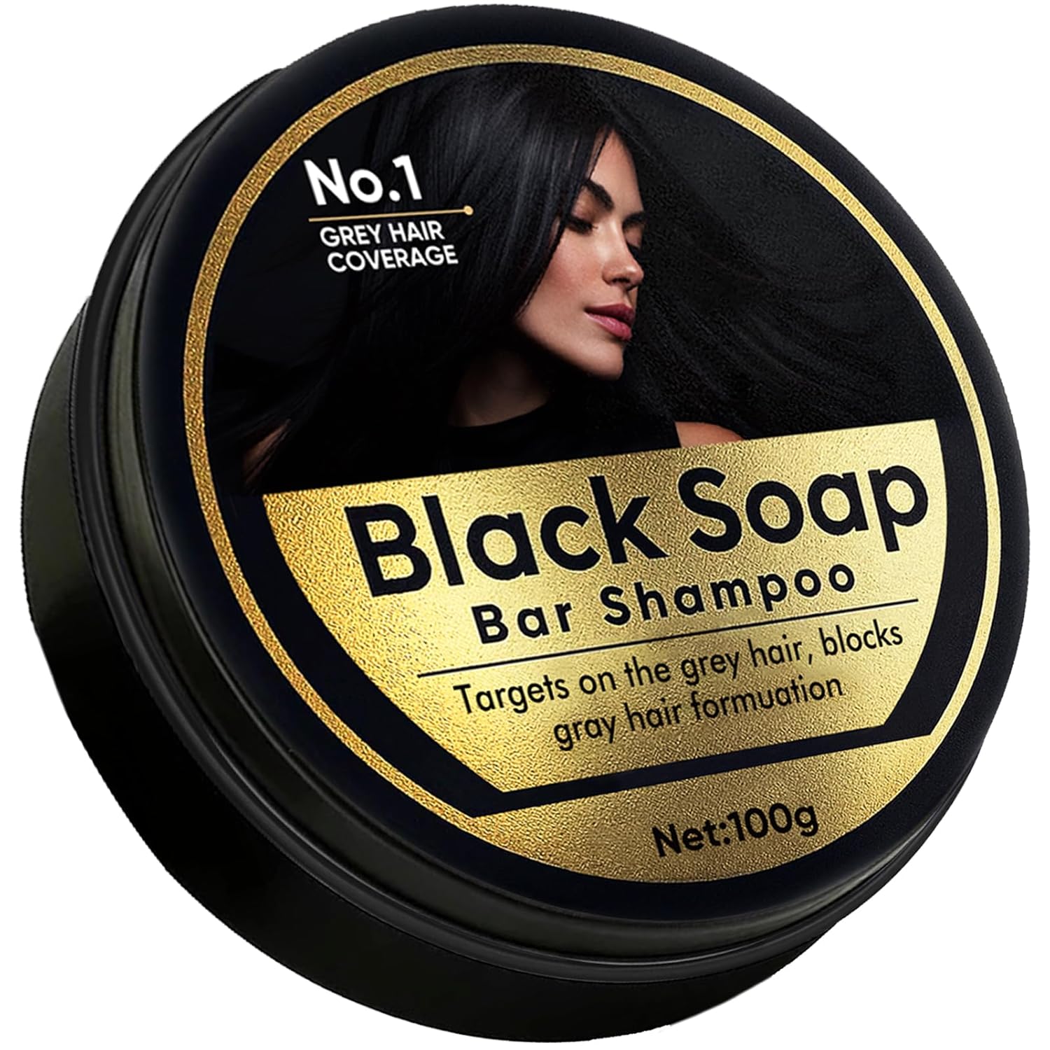 Black Soap Shampoo Bar - Natural Black Soap For Grey Hair Coverage, Nourishing & Revitalizing Formula with Bamboo Charcoal, Ginseng, and Vitamins - 3.53Oz