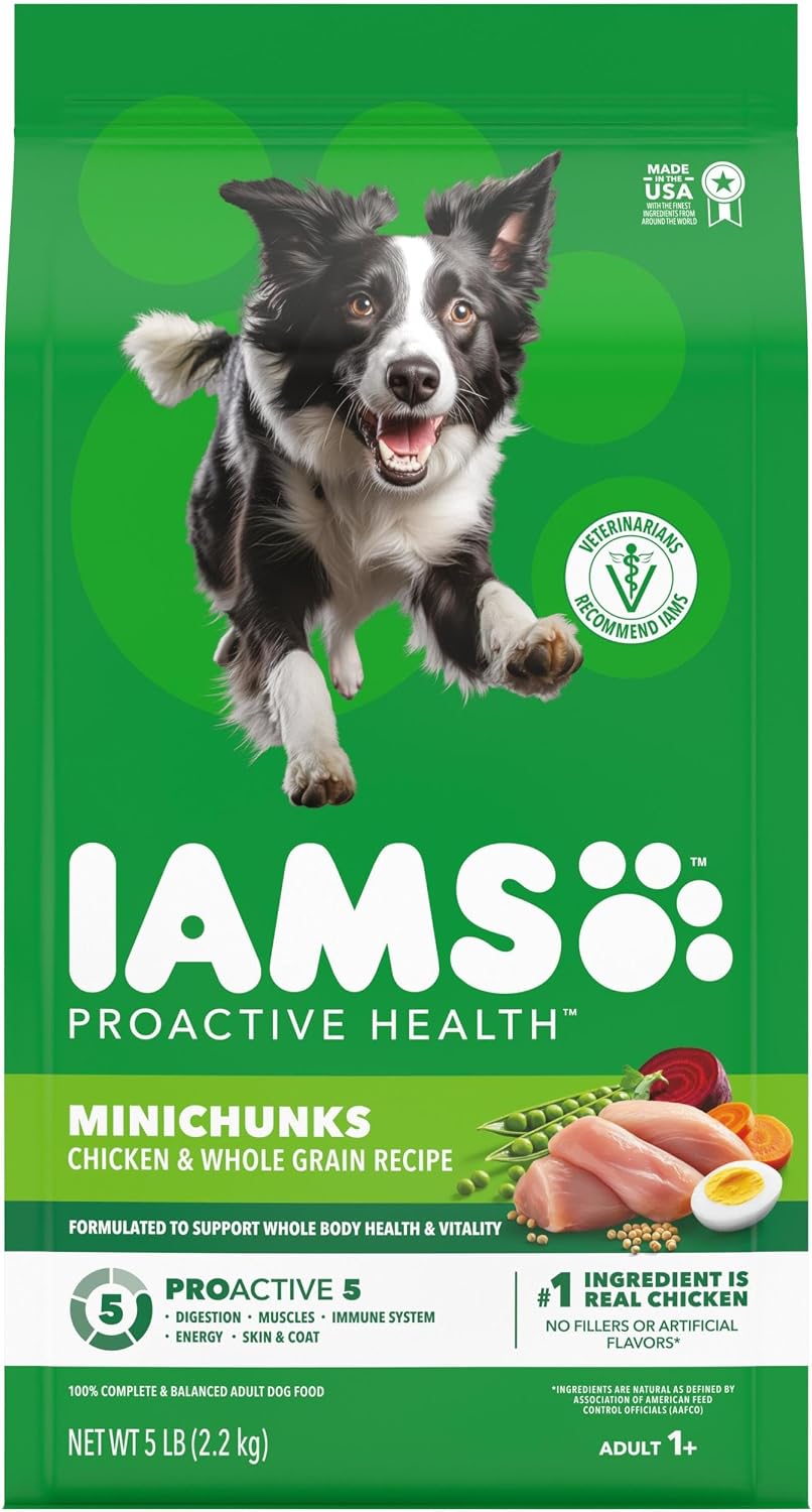 IAMS Proactive Health Adult Minichunks Dry Dog Food, Chicken, 5 lb