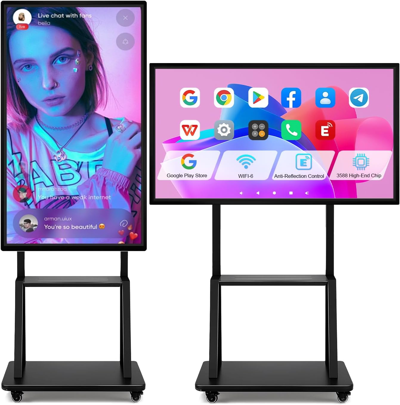 49" Smart Board, Electronic Interactive Smartboard for Classroom, Screen Mirroring, Android iOS 12, Digital Whiteboard for Presention Annotation Live Streaming(Wall Mount Included)
