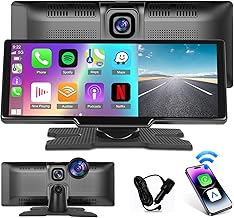Wireless Portable Carplay Screen for Car - 9.3 inch HD Android Auto Screen GPS Navigation Dash Mount - Build-in Camera, Intelligent Voice Control, FM Transmit, Bluetooth Drive Mate