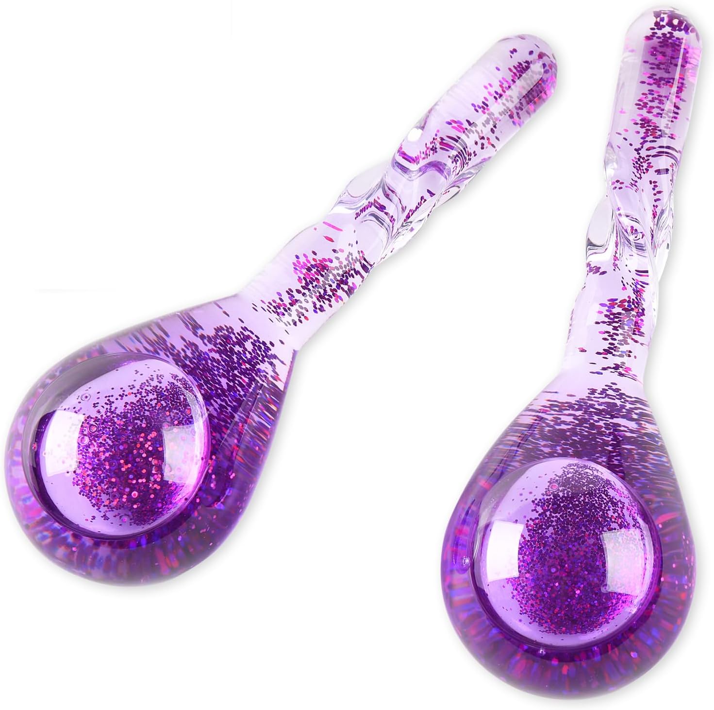 Facial Ice Globes, Cryo Cooling Balls with Anti-Slip Handle for Face, Eyes & Neck, Relaxing Beauty Massage Tool for Soothing and Refreshing Skincare Routine, Glitter Purple
