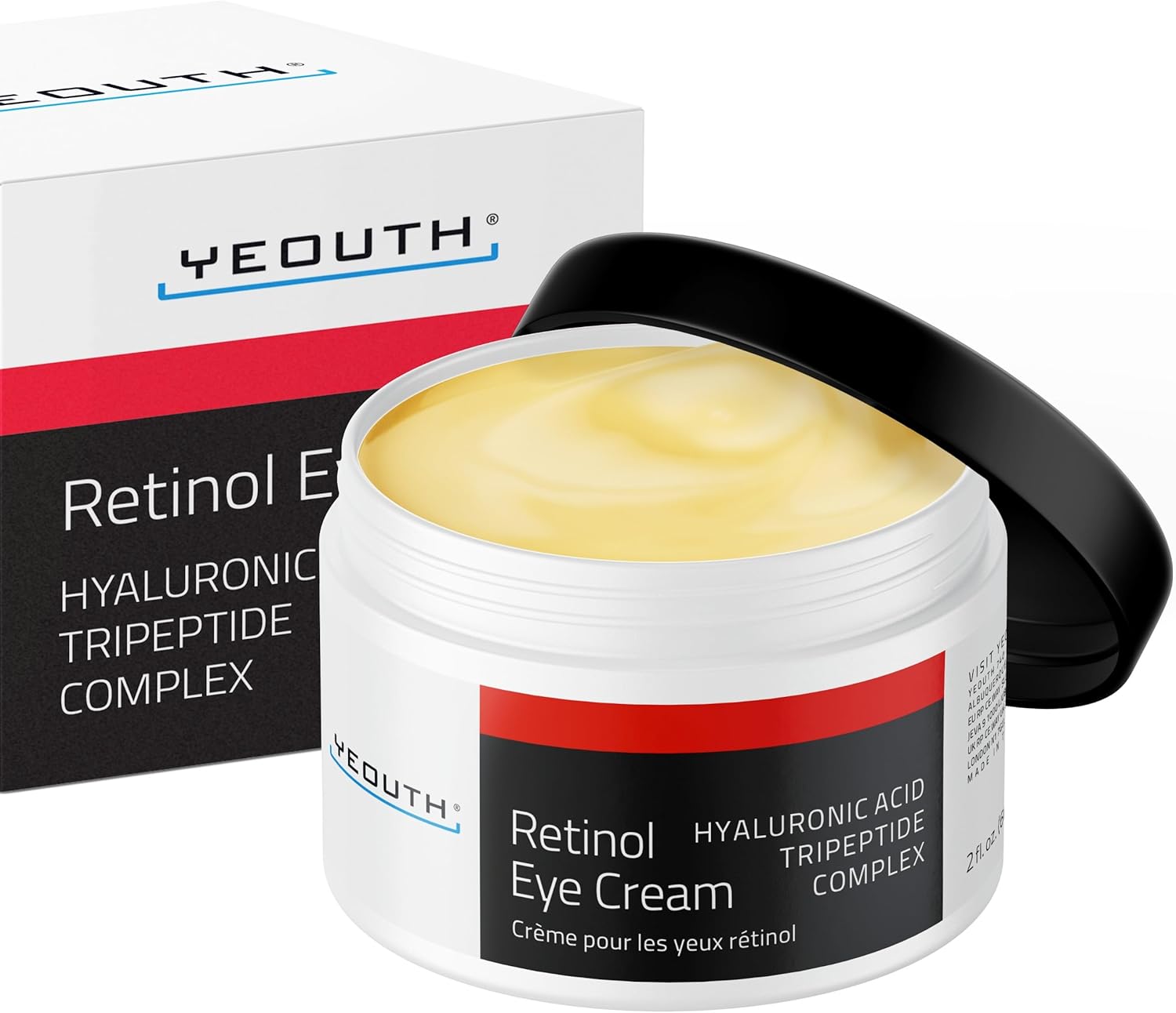 YEOUTH Retinol Eye Cream Anti Aging, Firming Under Eye Cream for Puffiness and Bags Under Eyes for Wrinkles and Dark Circles with Hyaluronic Acid and Tripeptides 60ml