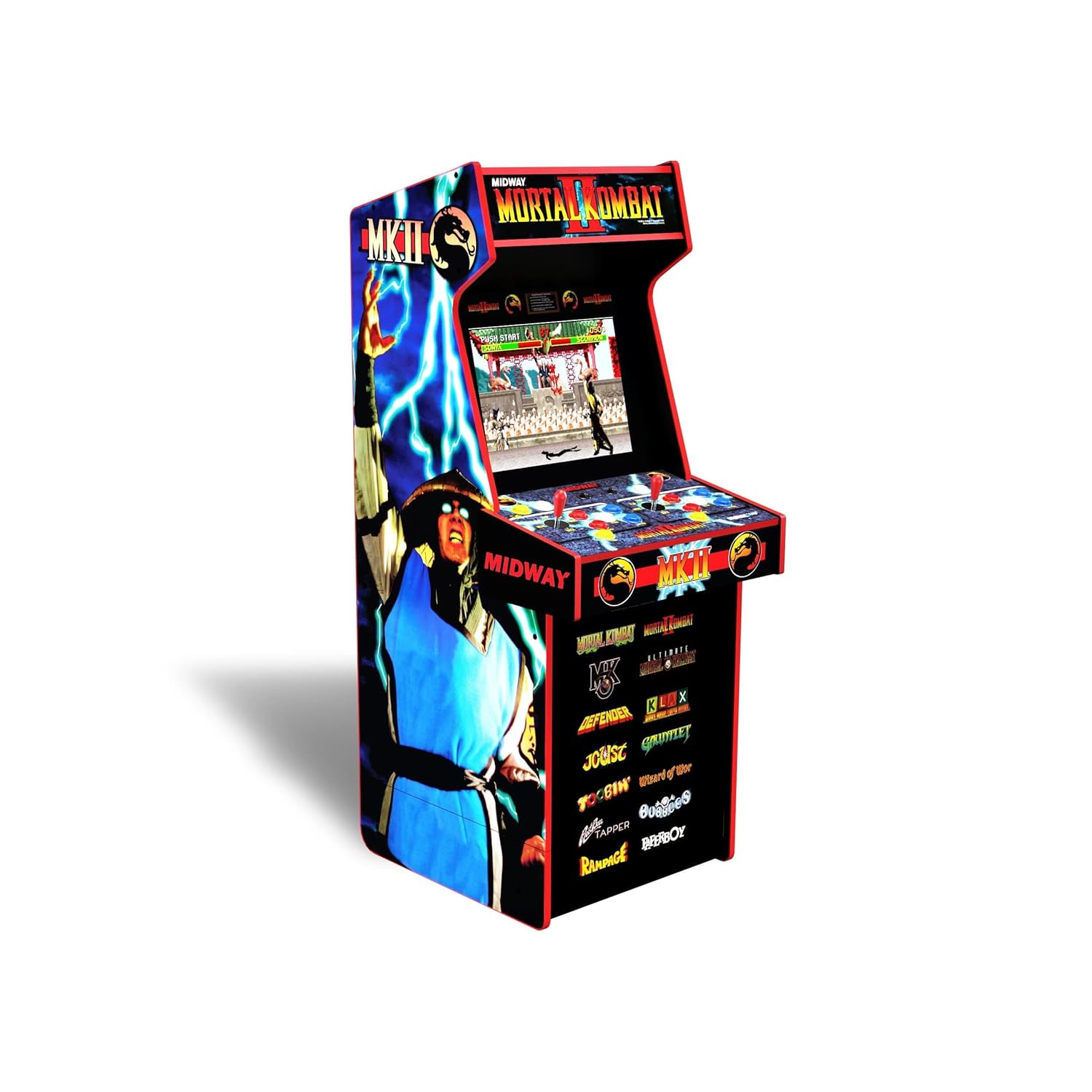 Arcade1Up Mortal Kombat At-Home Arcade System - 4ft, 1-2 Players, Black, LCD Display, Joystick & Button Control, Fantasy Theme