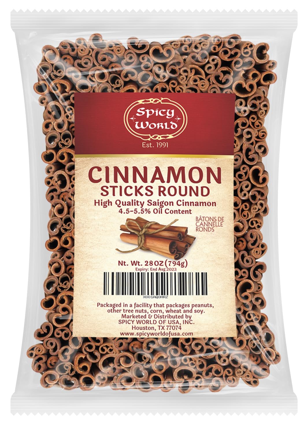 Spicy World Cinnamon Sticks 1.75 Pound Bulk Bag - 150 to 175 Sticks - Strong Aroma, Perfect for Baking, Cooking & Beverages - 3+ Inches Length - Cassia Saigon Cinnamon from Vietnam 28 Oz