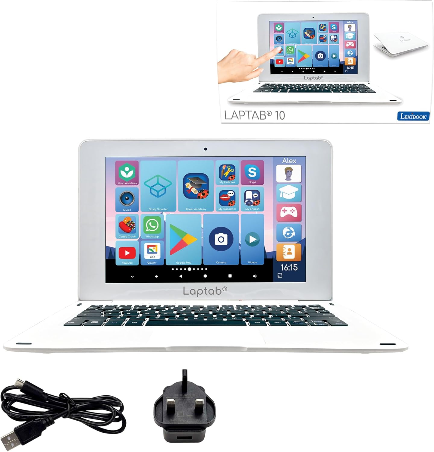 Lexibook, LAPTAB® 10, Laptop with touch screen, Designed for the whole family, Educational and Fun content, Powered by Android™, Parental control, Ultra thin and light, LT10EN