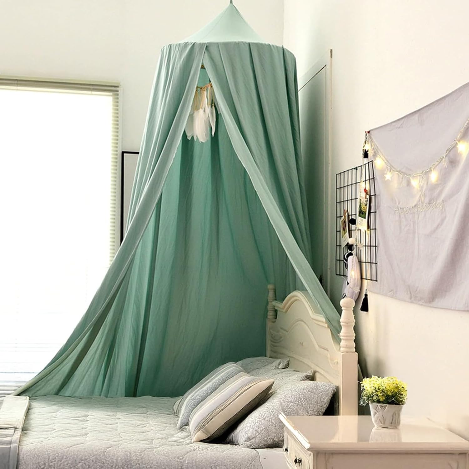 MetalNuts Large Bed Canopy for Kids – Round Dome Mosquito Net, Girls Princess Play Tent, Nursery Room Decoration for Baby, Cozy & Soft Bed Canopy for Children, Ideal for Kids’ Bed or Crib, Green